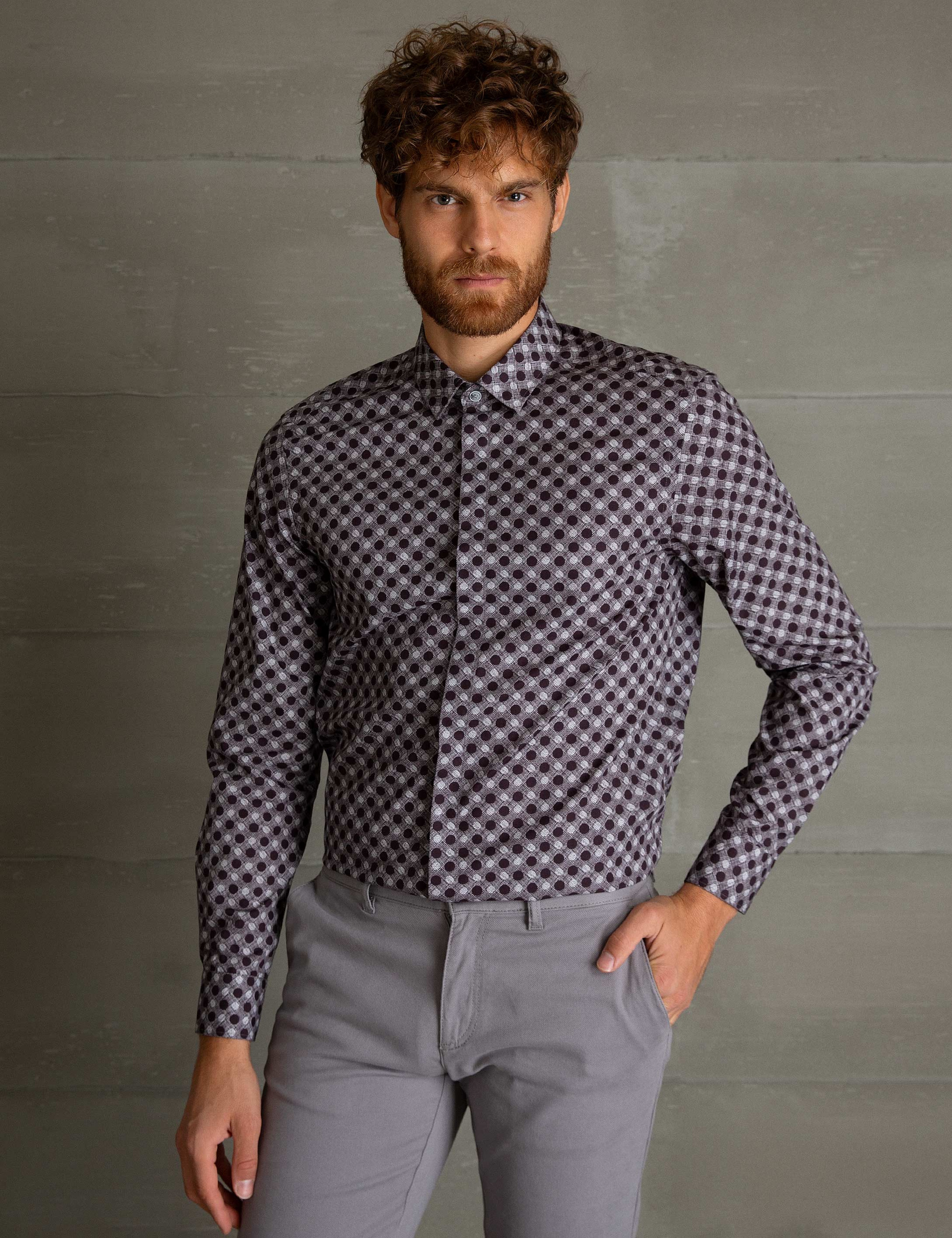 Bordo Slim Fit Gömlek - Image 2