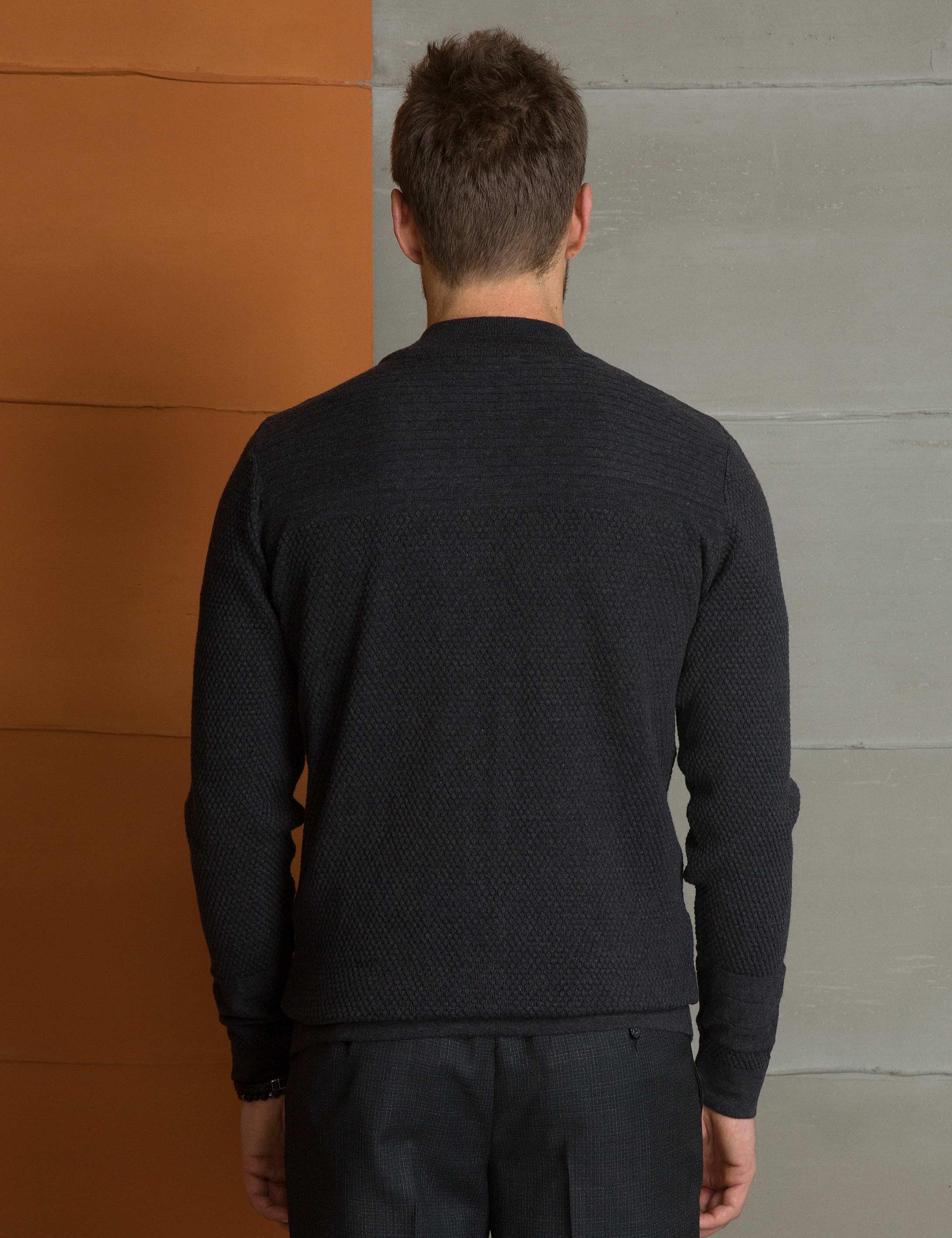 Antrasit Melanj Slim Fit Triko Hırka