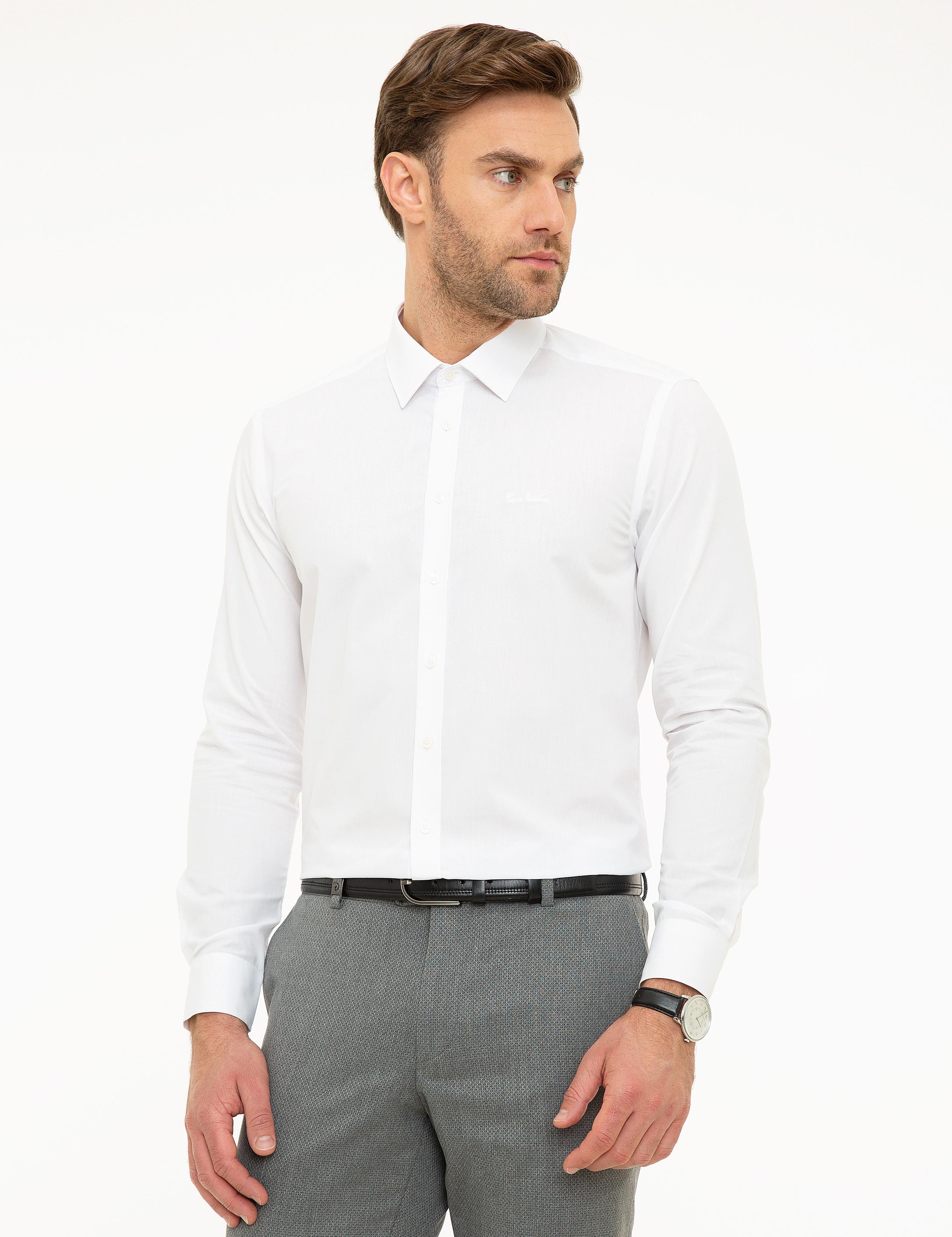 Beyaz Slim Fit Uzun Kollu Basic Gömlek