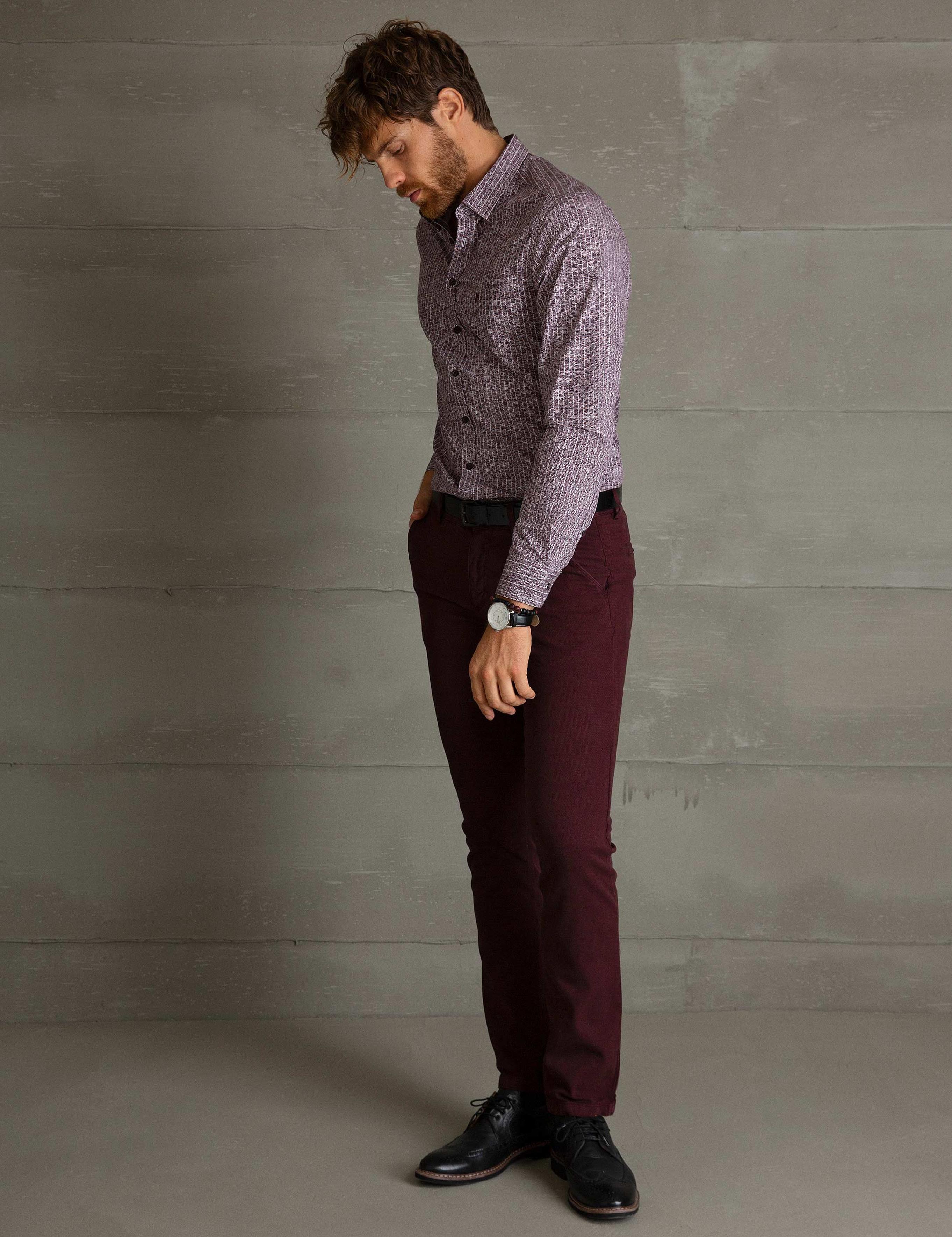 Bordo Slim Fit Gömlek