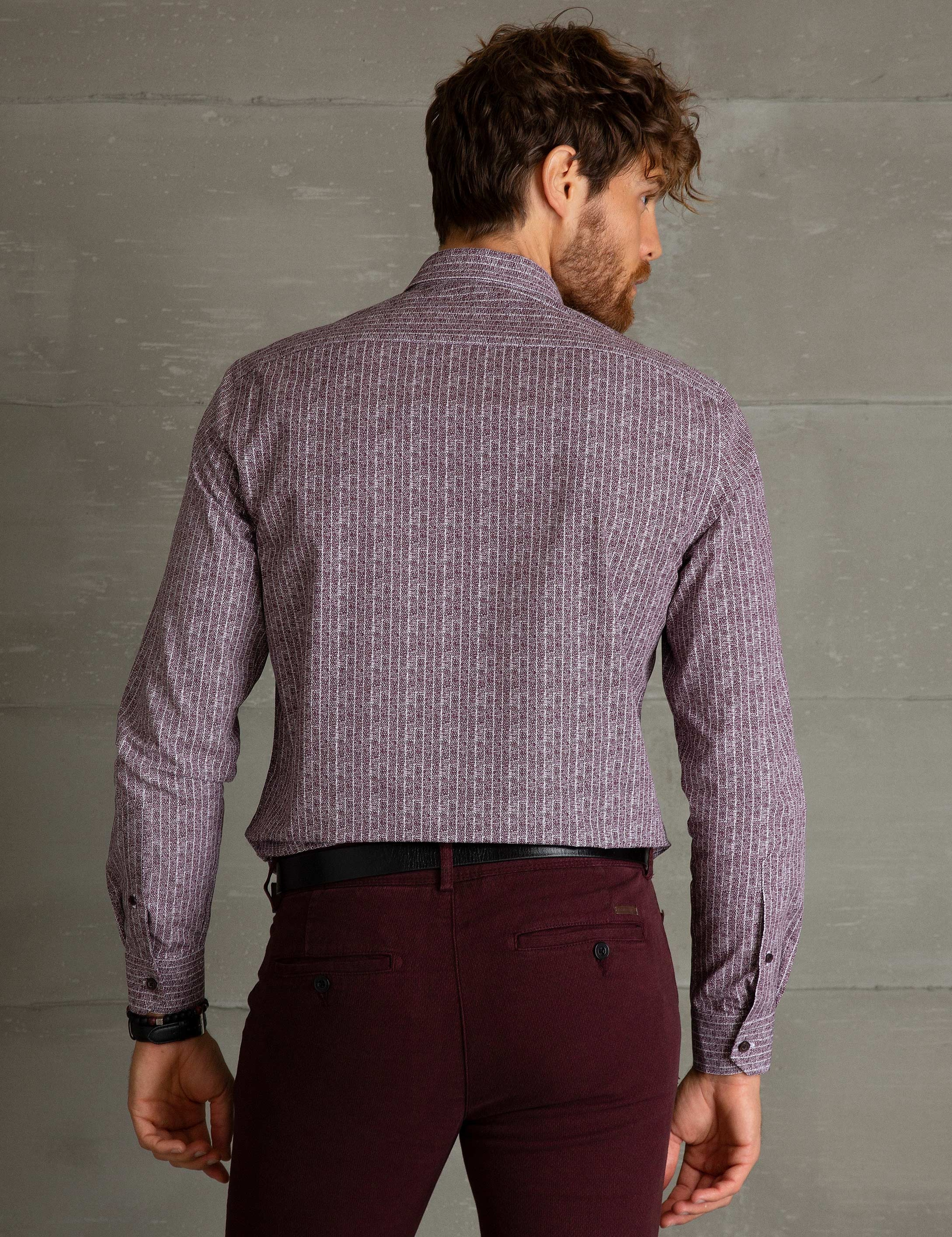Bordo Slim Fit Gömlek