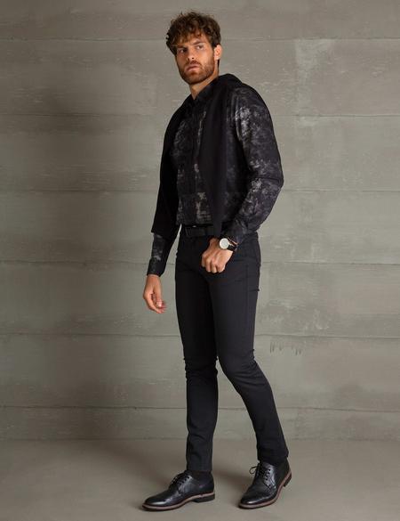 Bordo Detaylı Siyah Regular Fit Gömlek - 50195211010