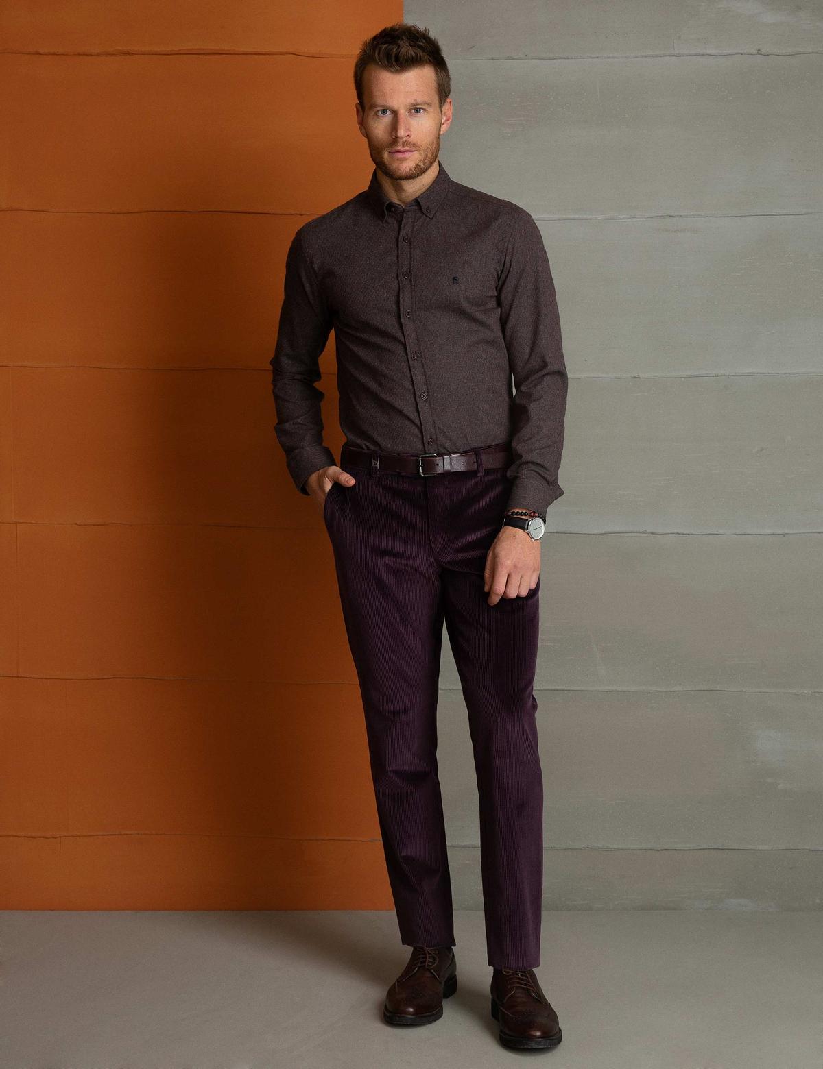 Bordo Slim Fit Gömlek