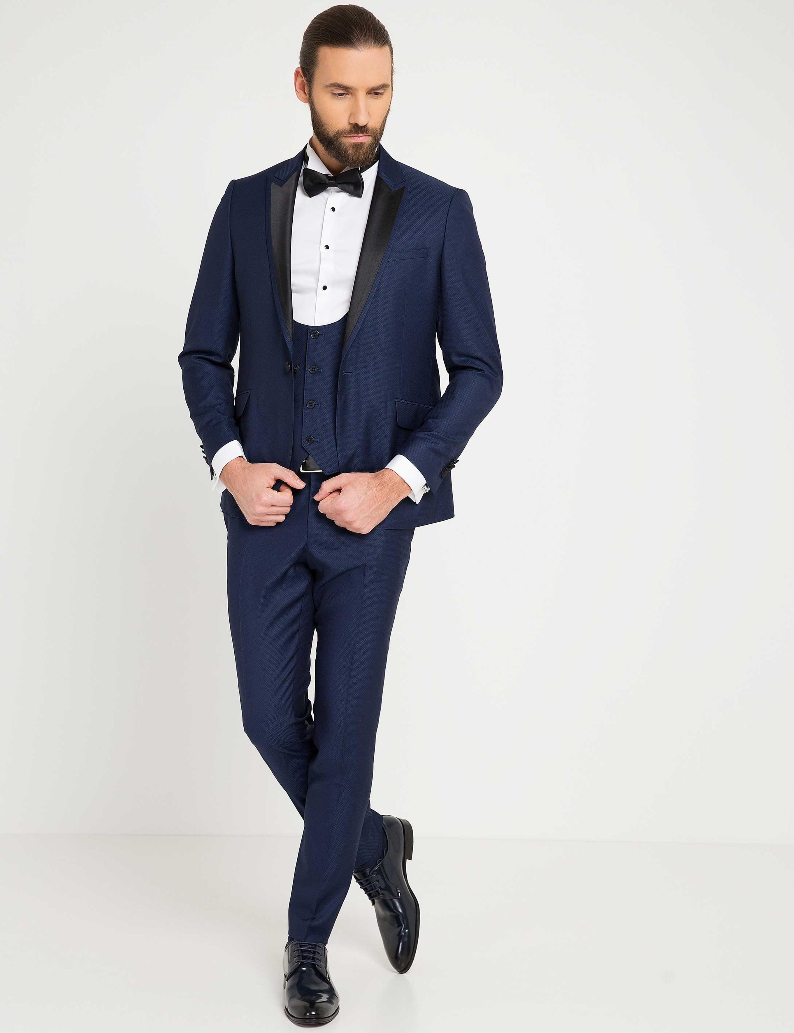 Lacivert Damatlık Smokin