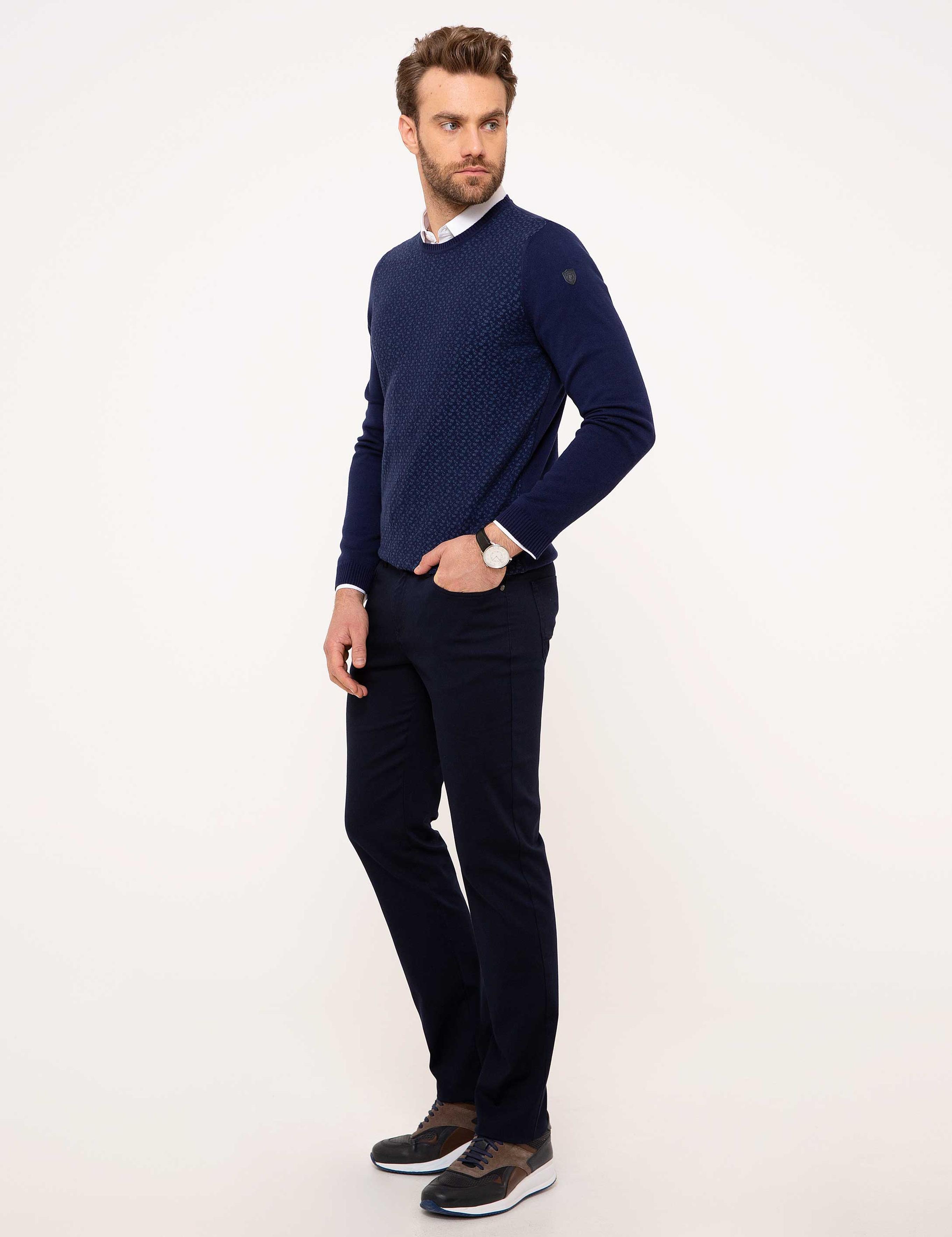 Lacivert Slim Fit Chino Pantolon