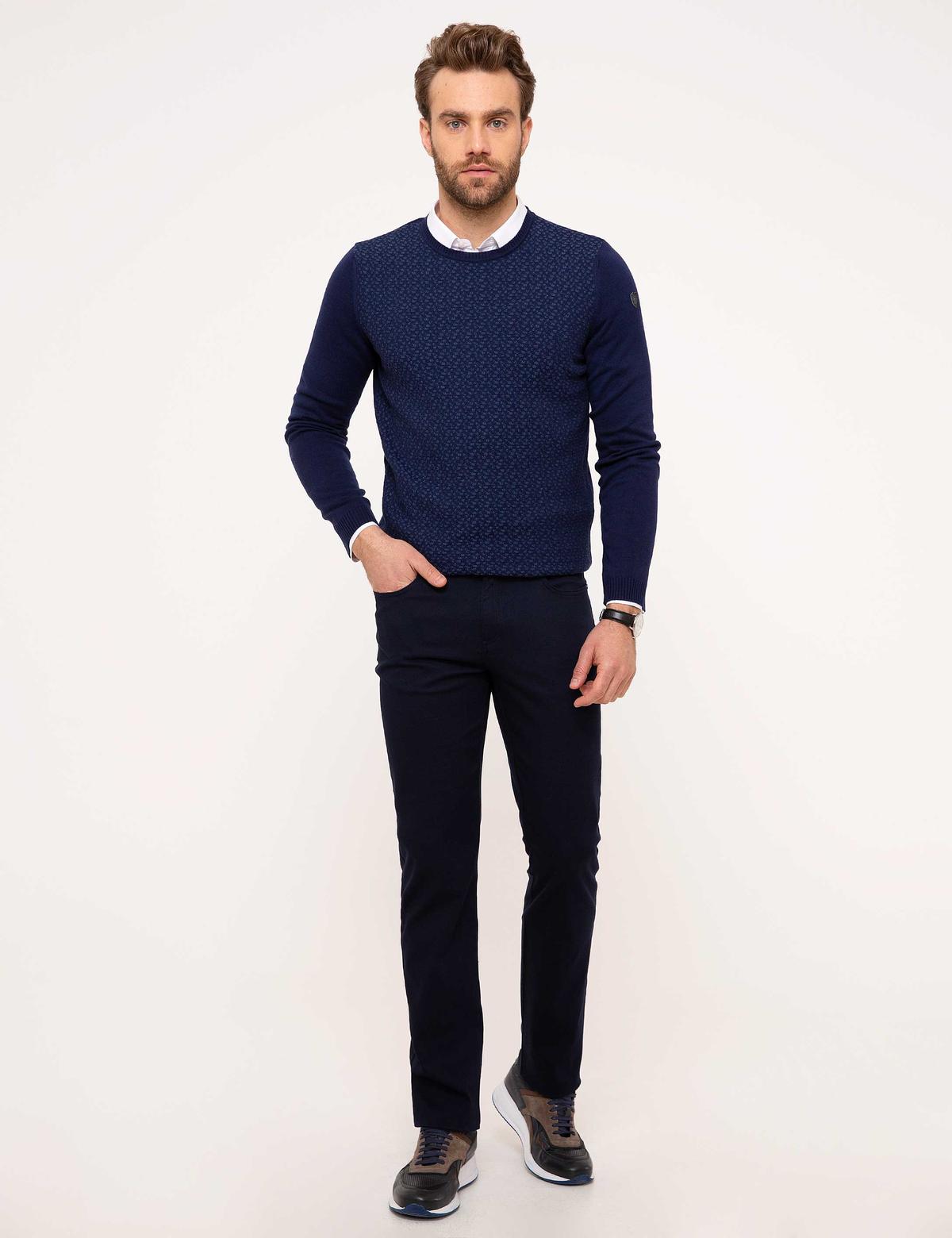 Lacivert Slim Fit Chino Pantolon