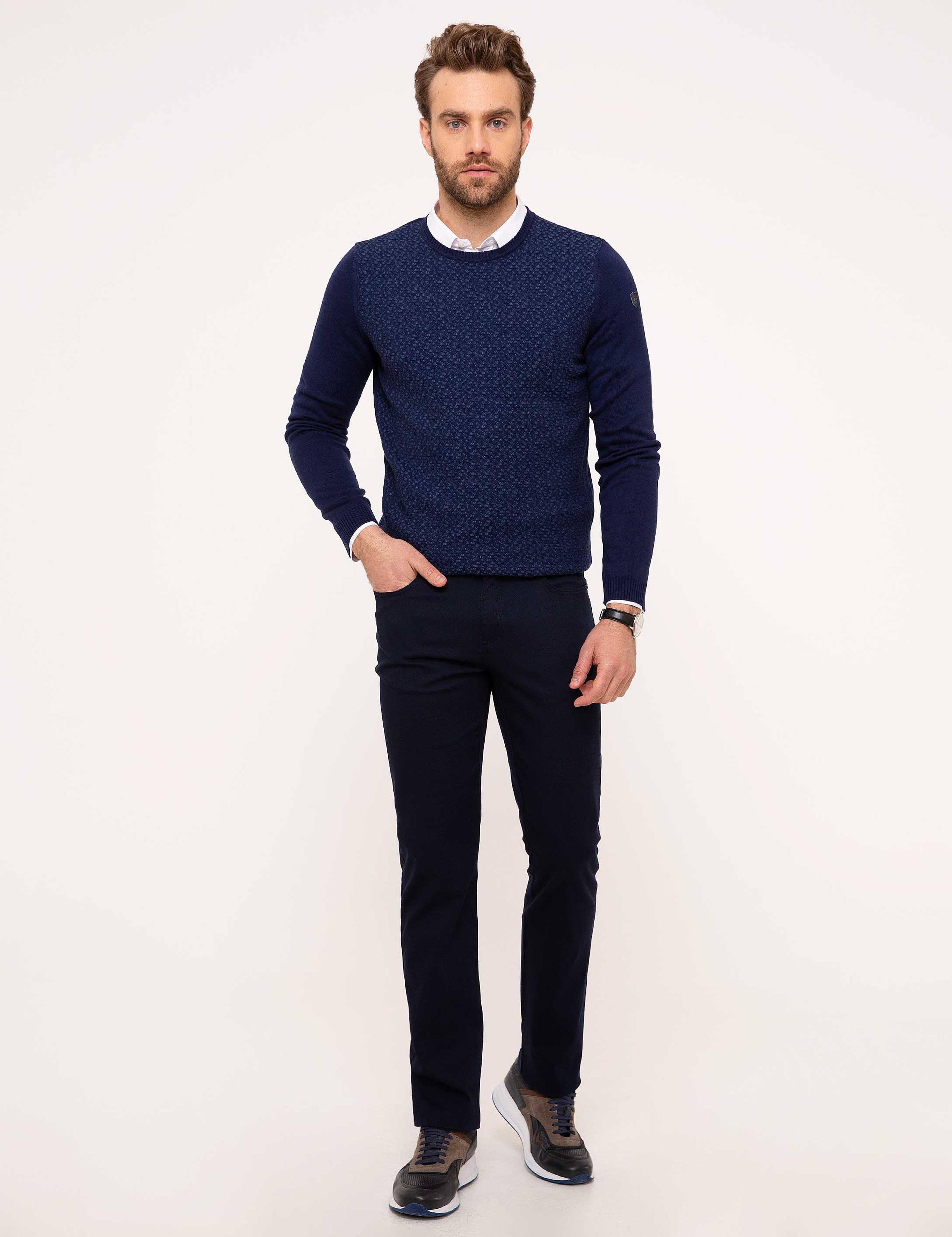 Lacivert Slim Fit Chino Pantolon