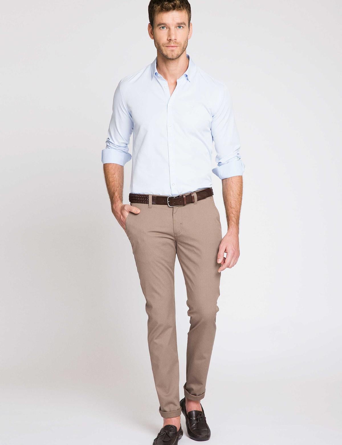 Camel Slim Fit Kanvas Pantolon