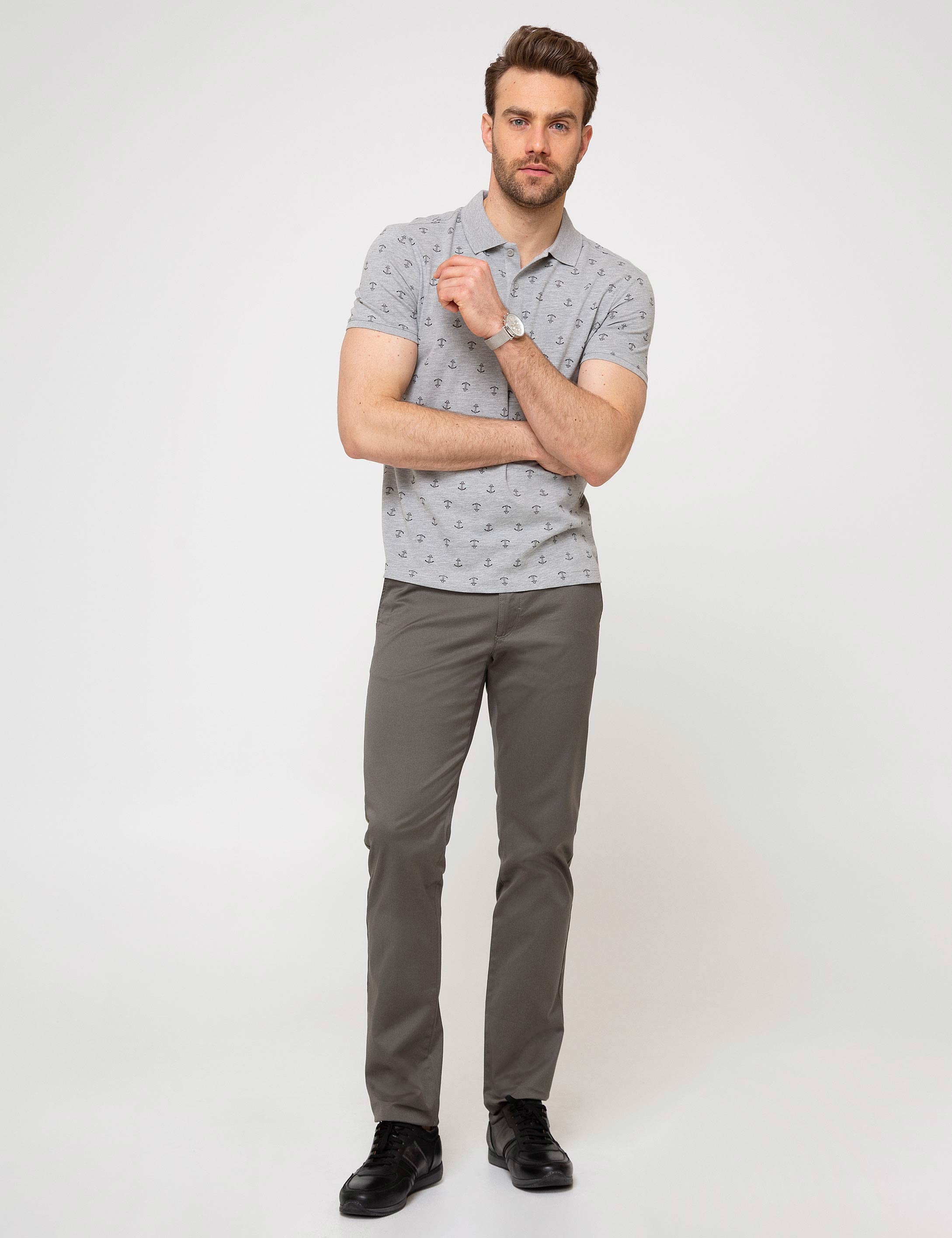 Gri Slim Fit Chino Pantolon