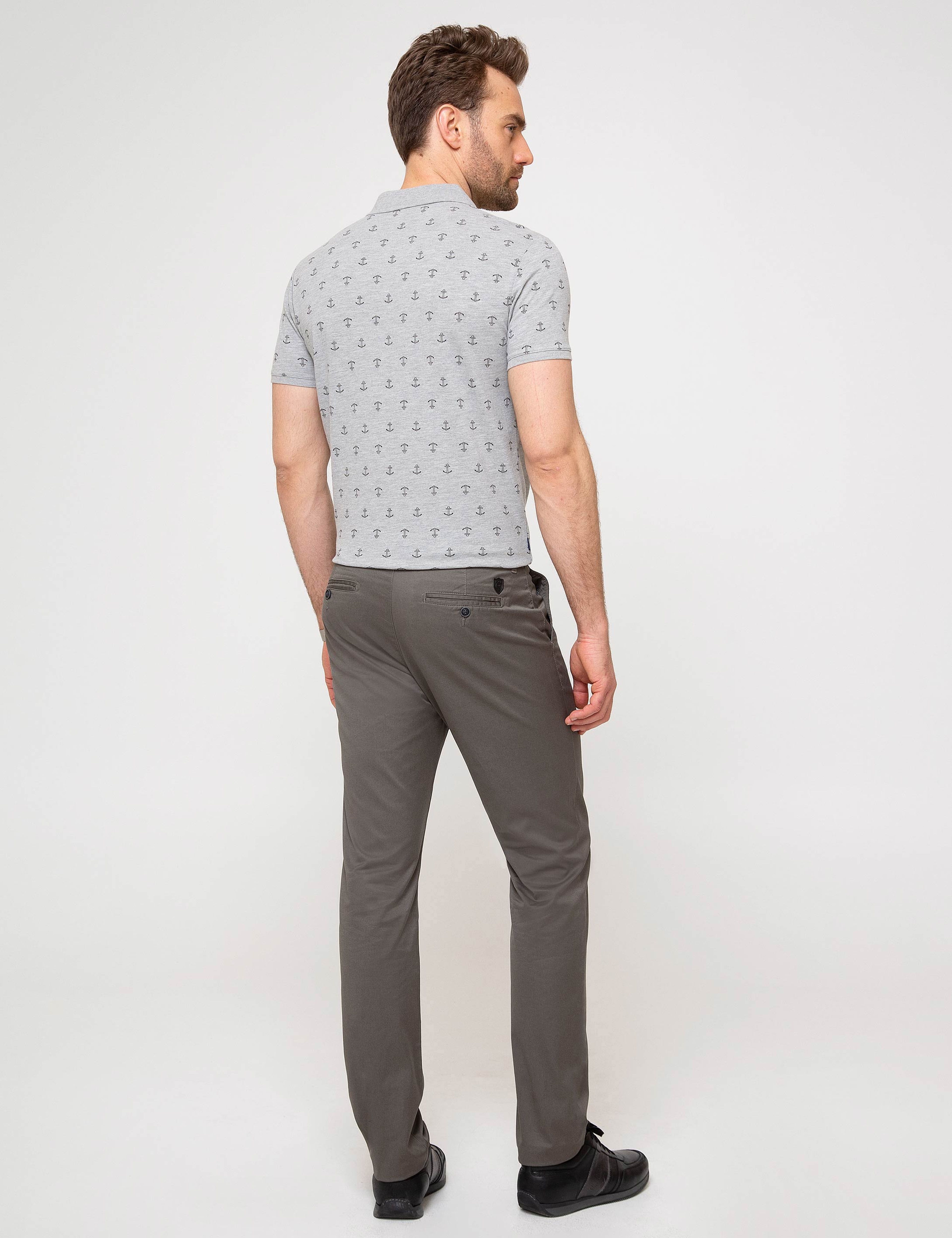 Gri Slim Fit Chino Pantolon - Image 3