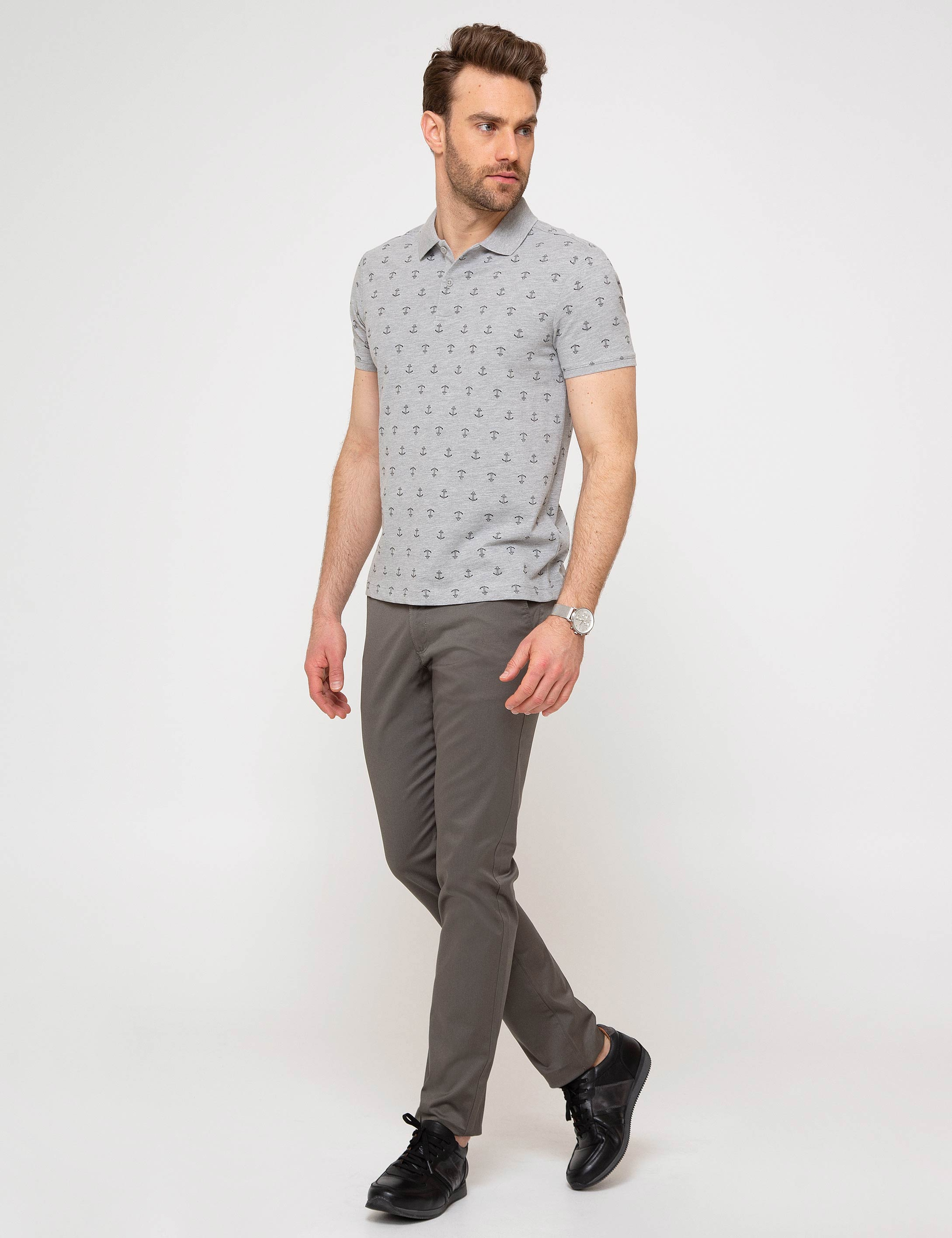 Gri Slim Fit Chino Pantolon - Image 2