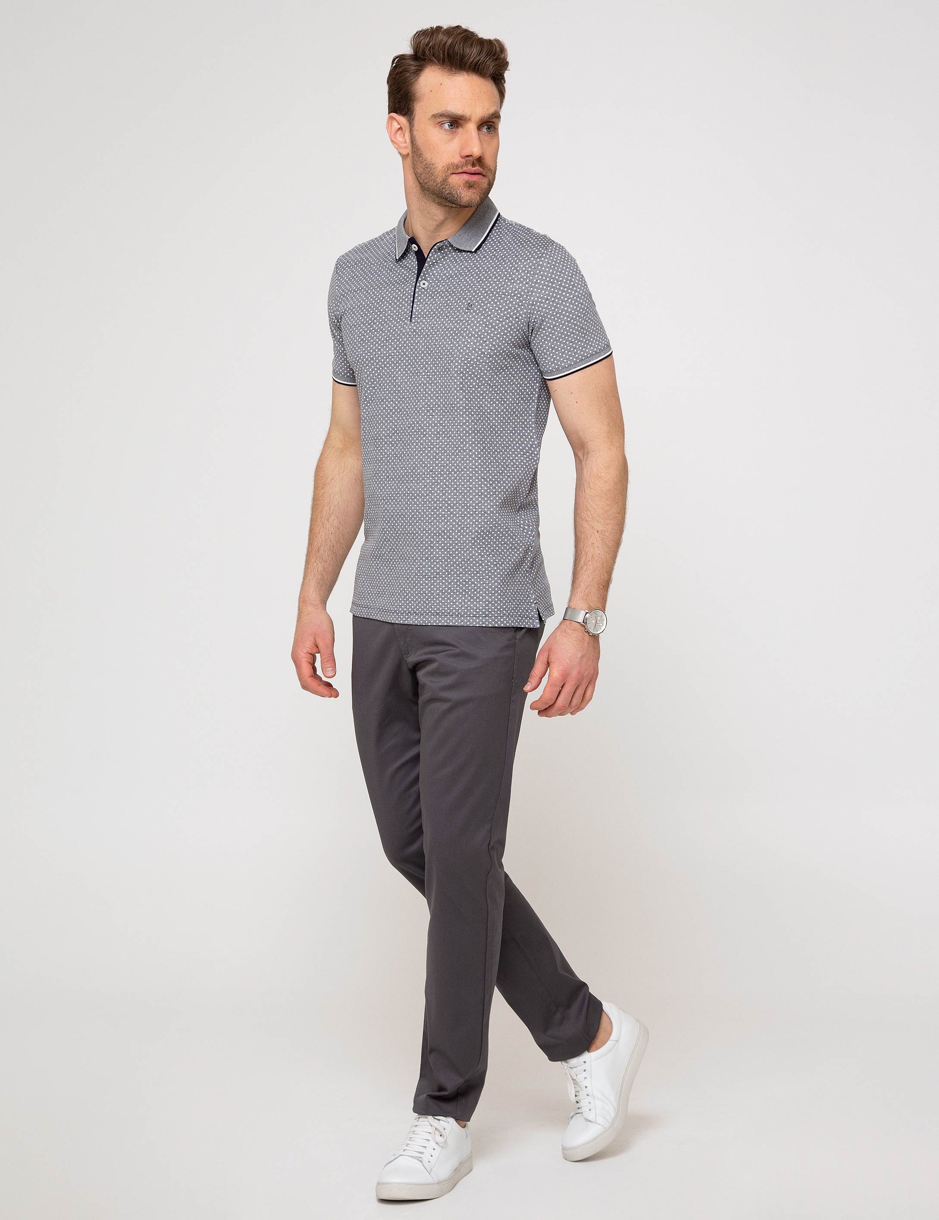 Gri Slim Fit Chino Pantolon - Image 2