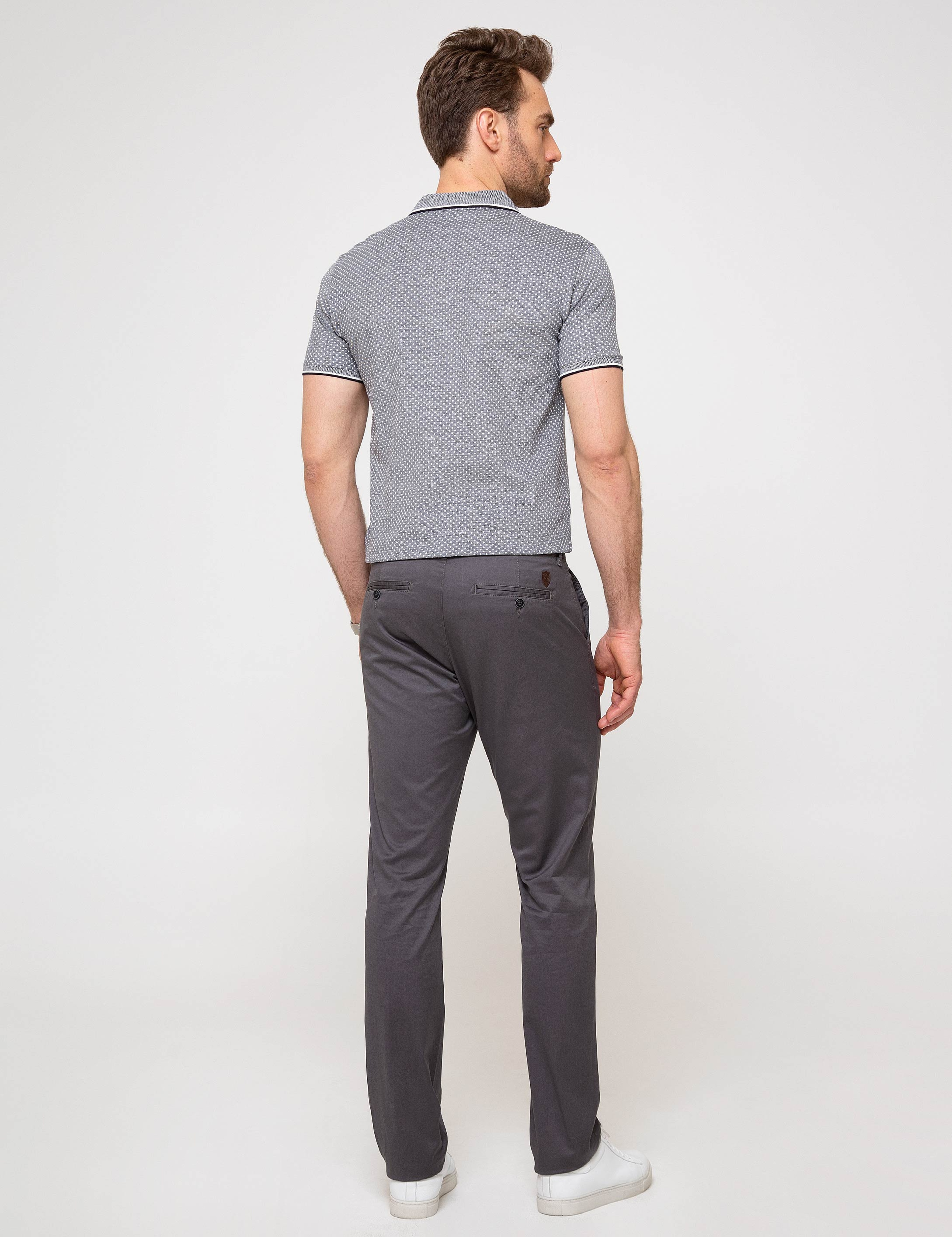 Gri Slim Fit Chino Pantolon - Image 3