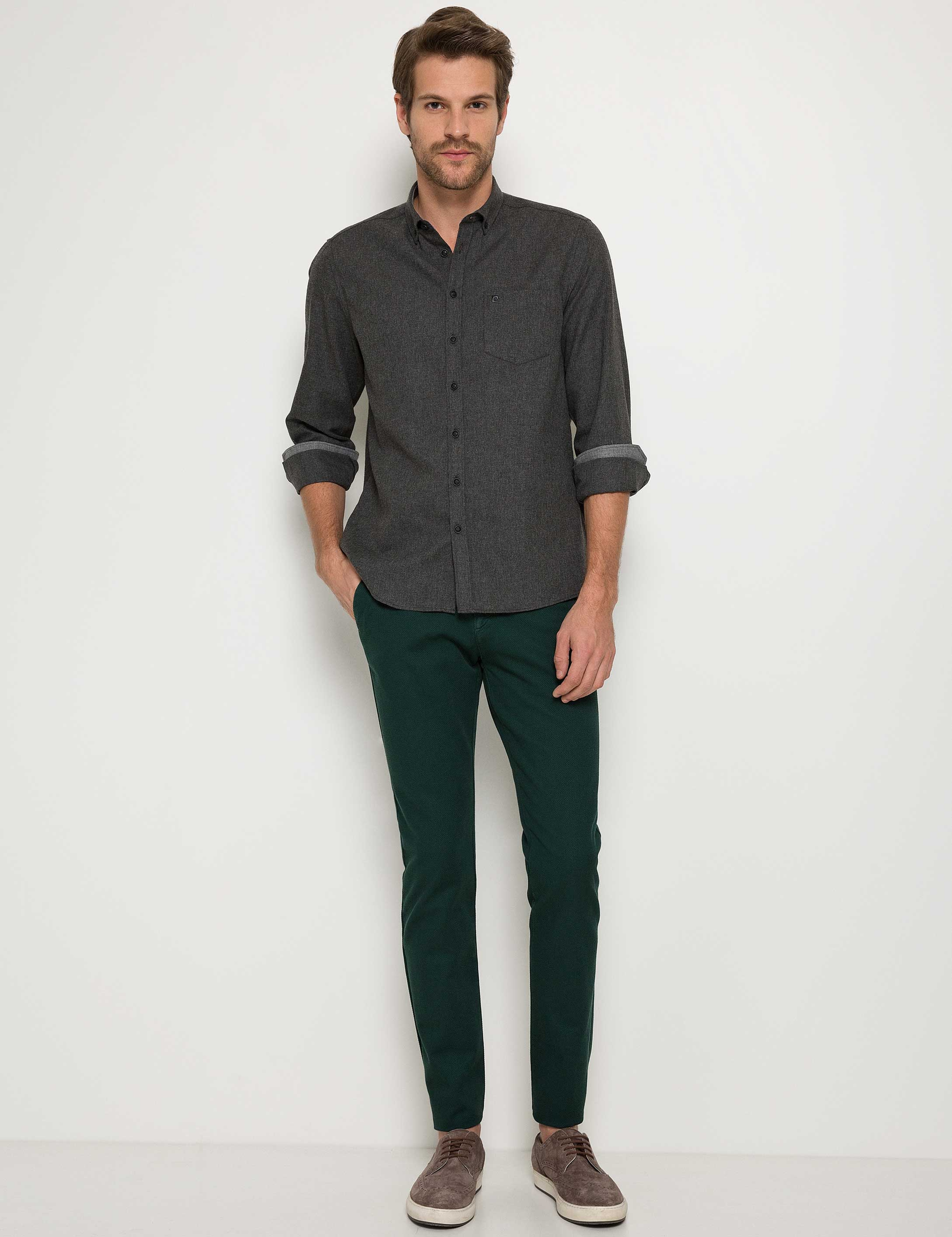 Yeşil Slim Fit Chino Pantolon - Image 1