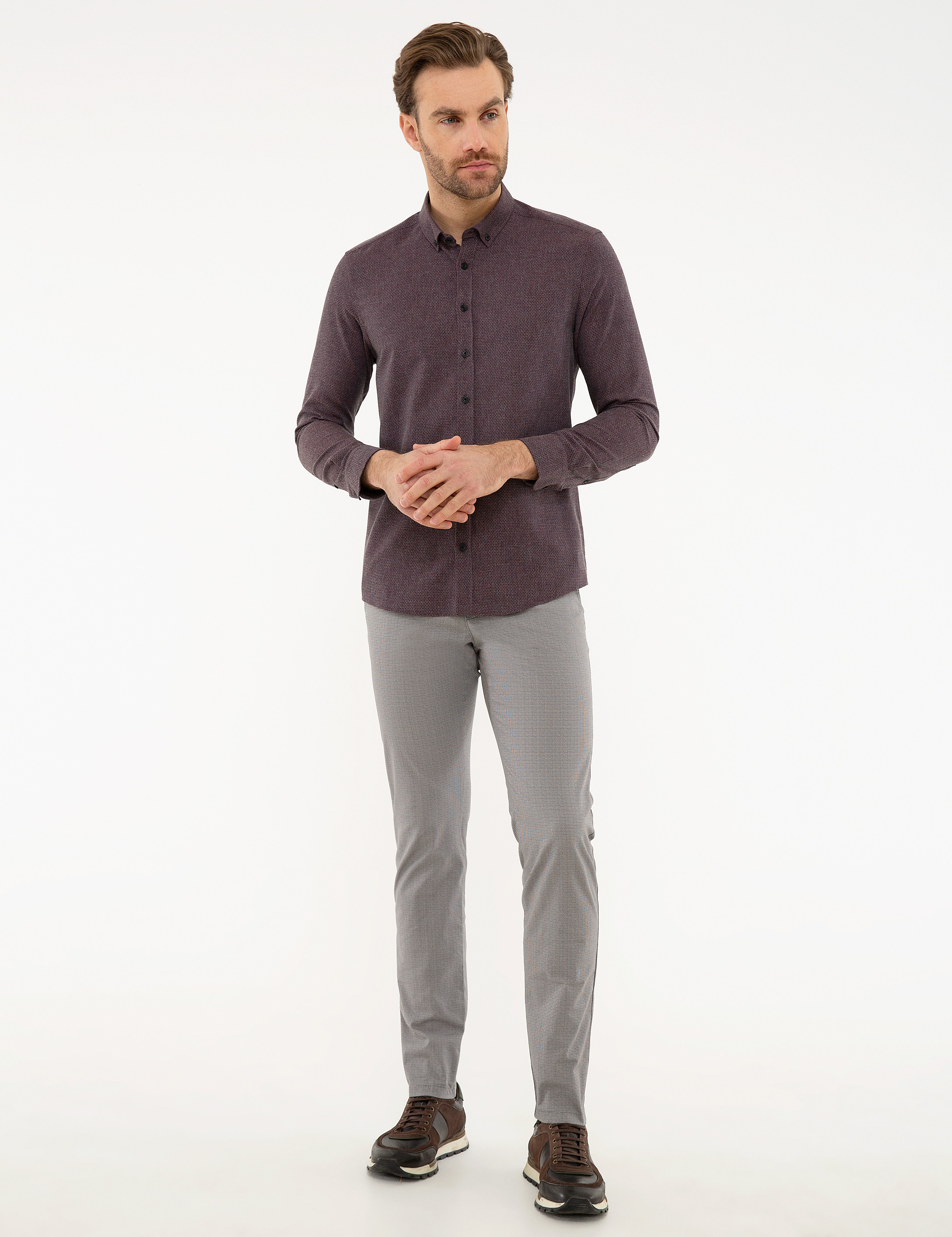 Bordo Slim Fit Gömlek