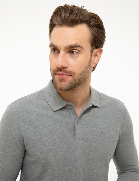 Gri Melanj Slim Fit Polo Yaka Sweatshirt - 50226541033