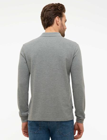 Gri Melanj Slim Fit Polo Yaka Sweatshirt - 50226541033
