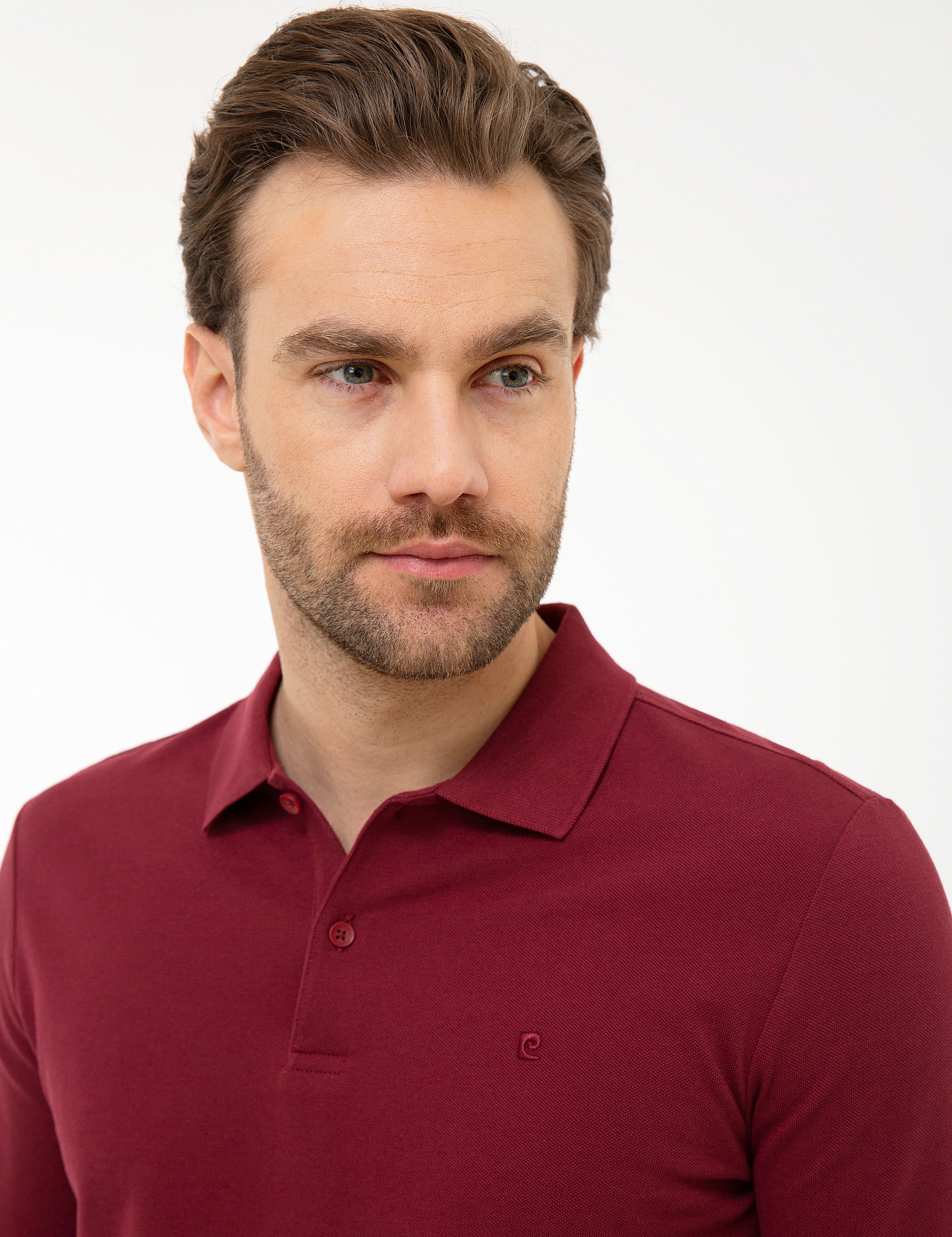 Bordo Slim Fit Polo Yaka Sweatshirt - Image 1