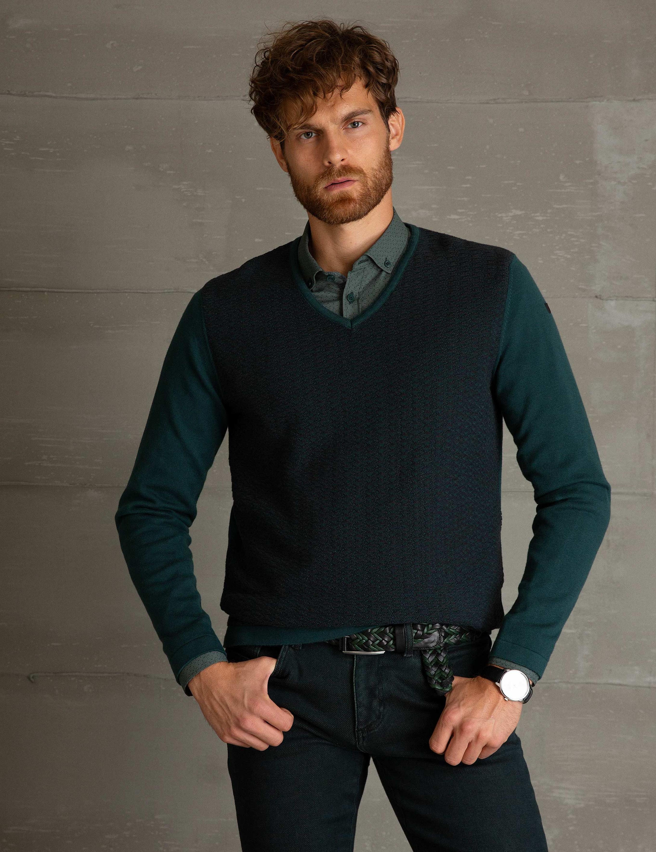 Yeşil Slim Fit Kazak