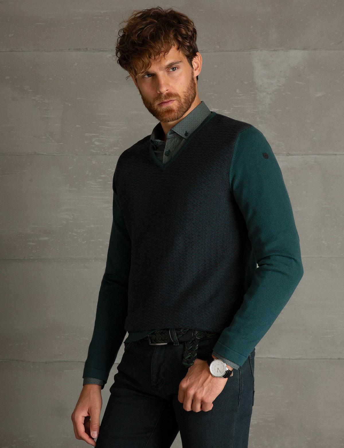 Yeşil Slim Fit Kazak - 50194119053