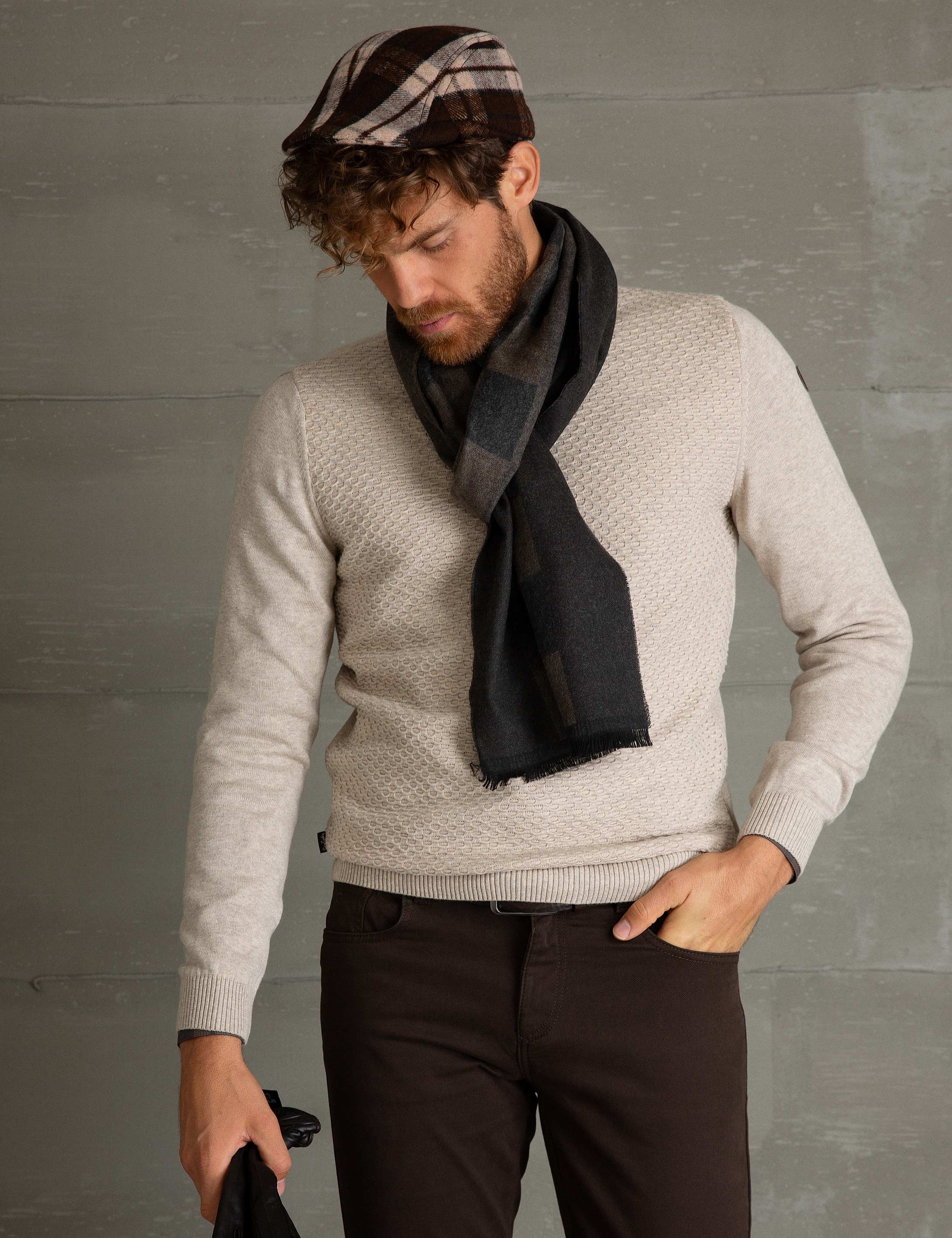 Bej Slim Fit Triko Kazak - Image 2