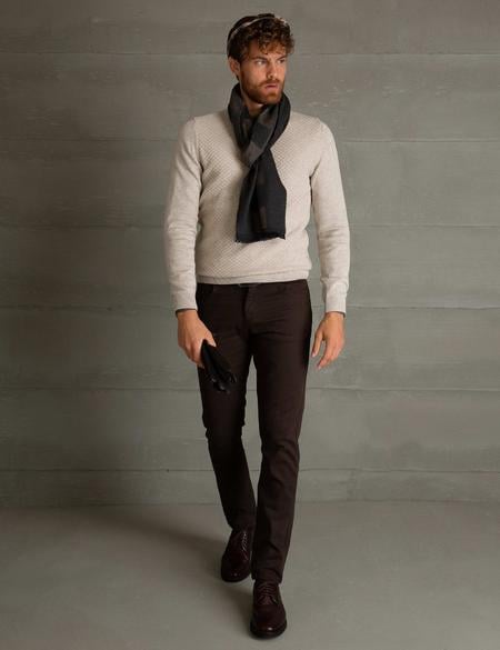 Bej Slim Fit Triko Kazak - 50195744053