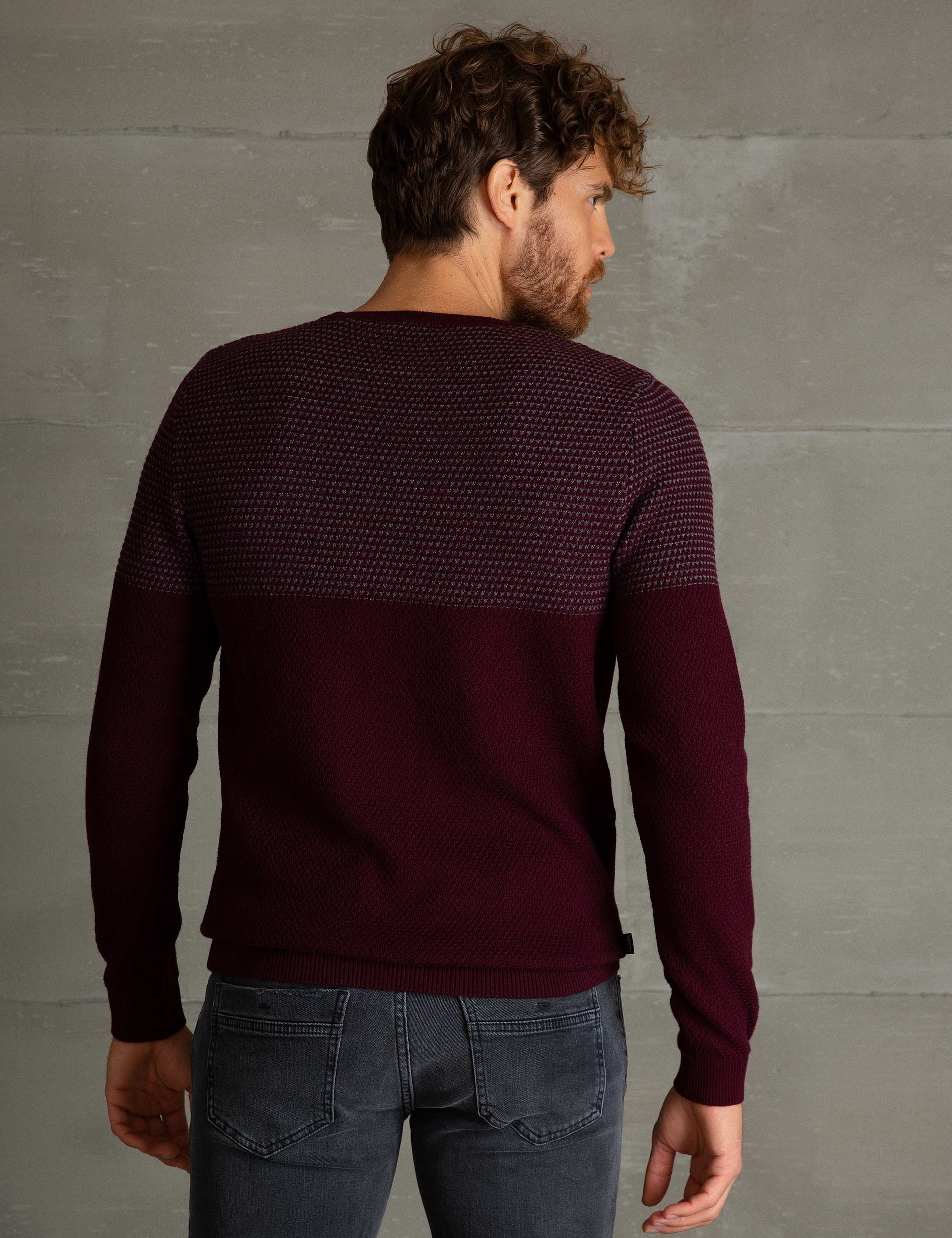 Bordo Slim Fit Triko Kazak - Image 4