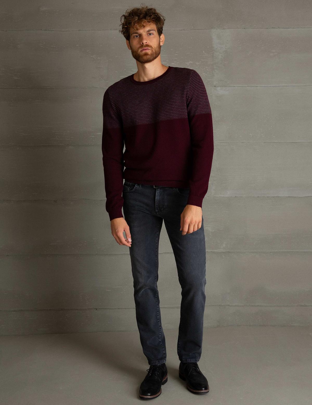 Bordo Slim Fit Triko Kazak