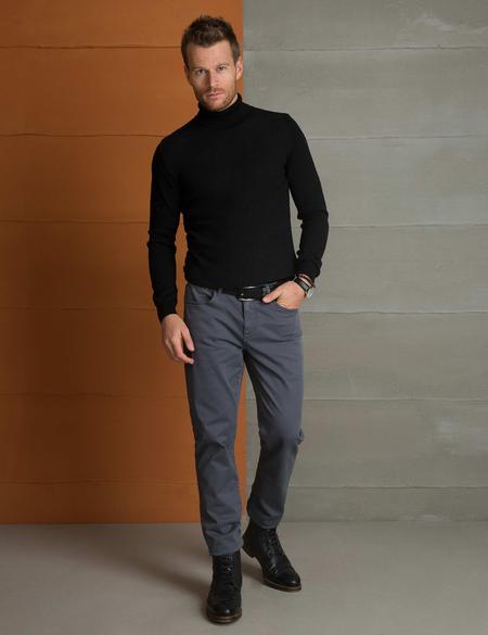 Siyah Slim Fit Tam Balıkçı Yaka Triko Kazak - 50194125046