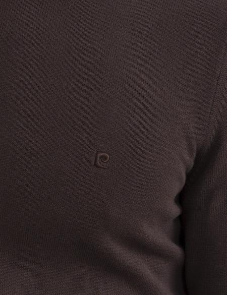 Kahverengi Slim Fit Bisiklet Yaka Basic Triko Kazak - 50194202021