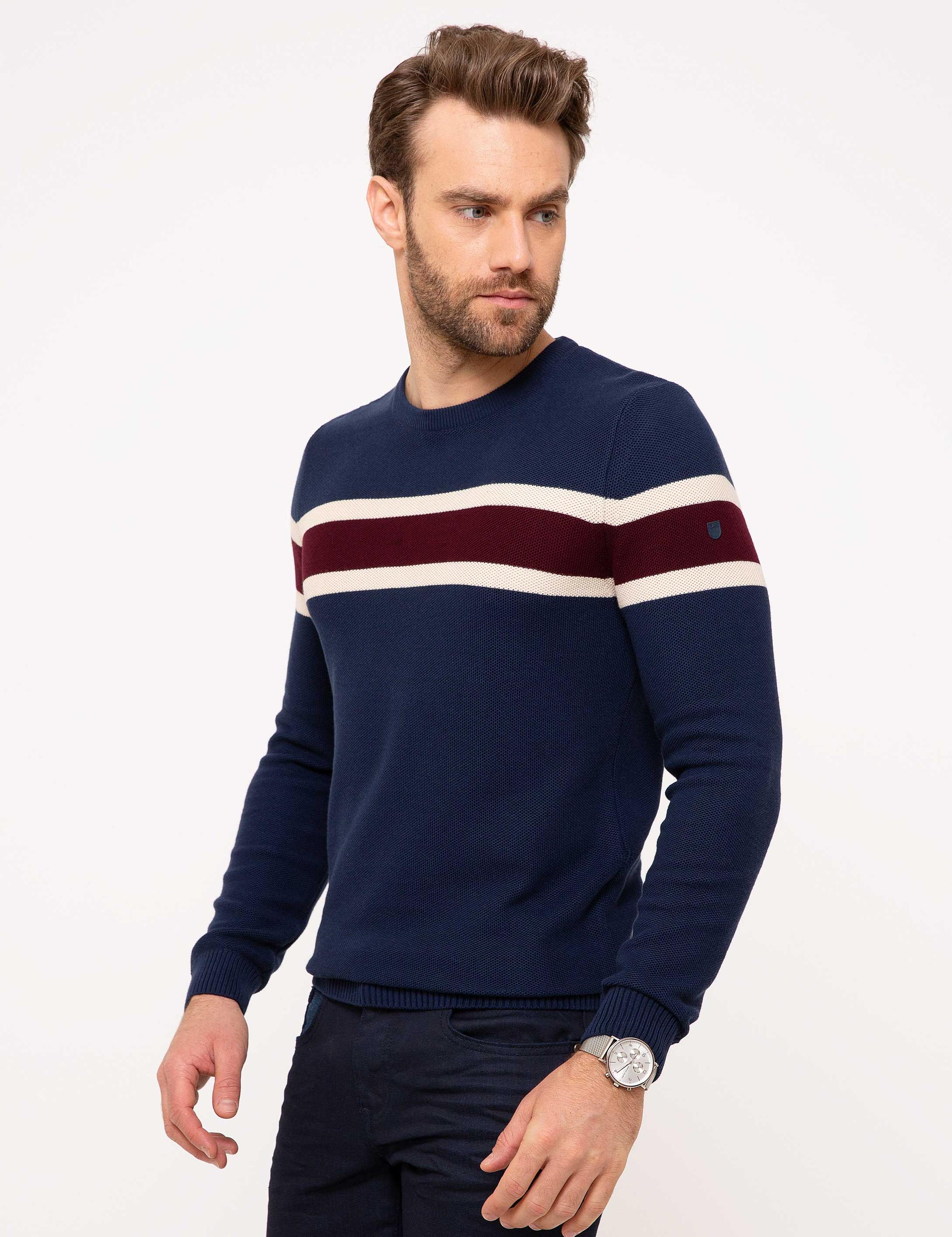 Lacivert Slim Fit Kazak