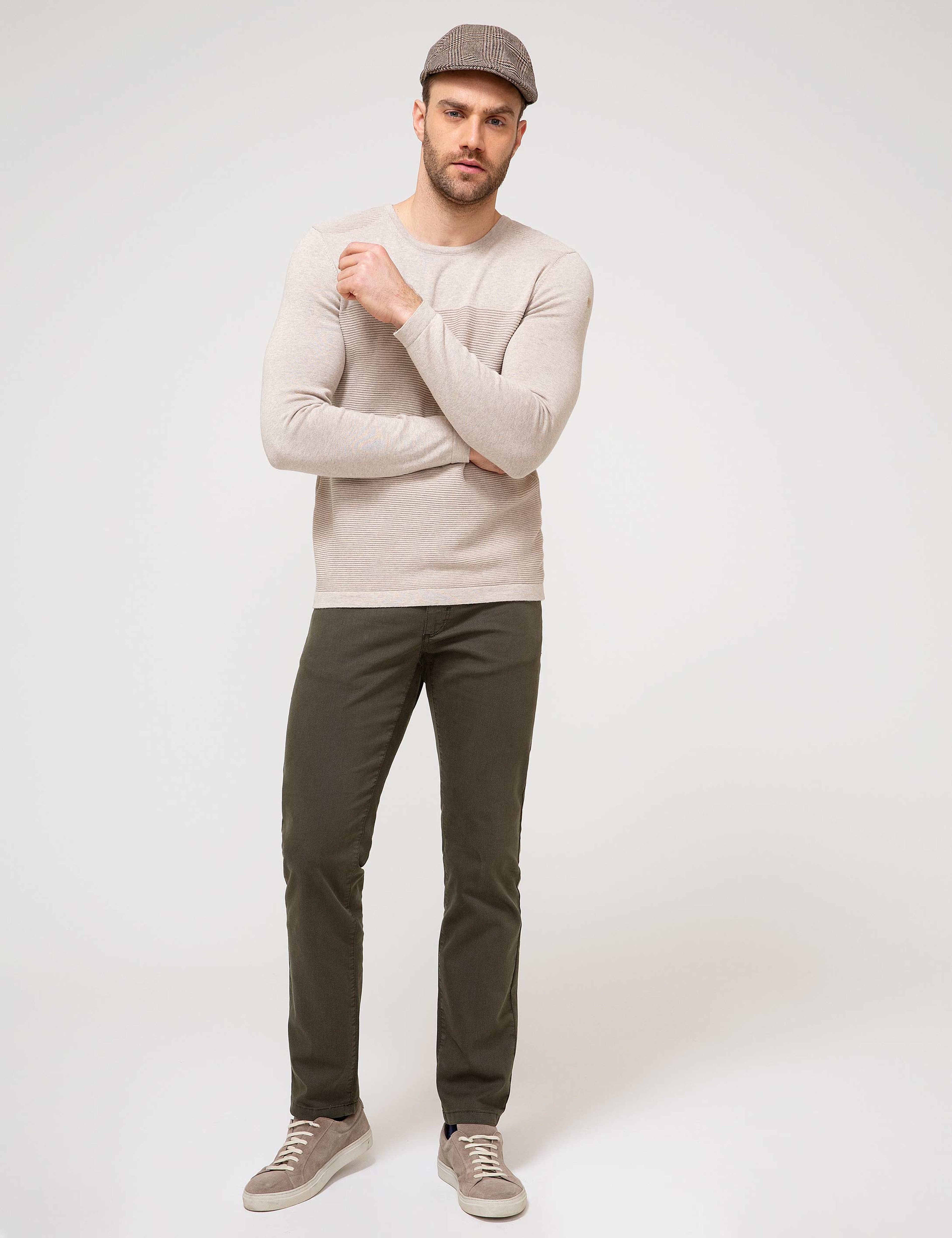 Bej Slim Fit Triko Kazak - Image 3