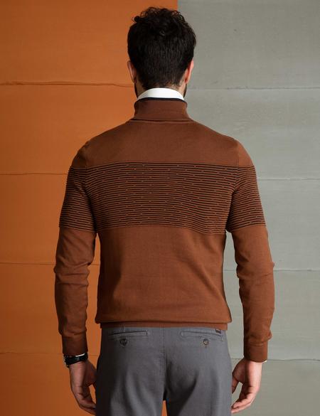 Turuncu Slim Fit Triko Kazak - 50193384046