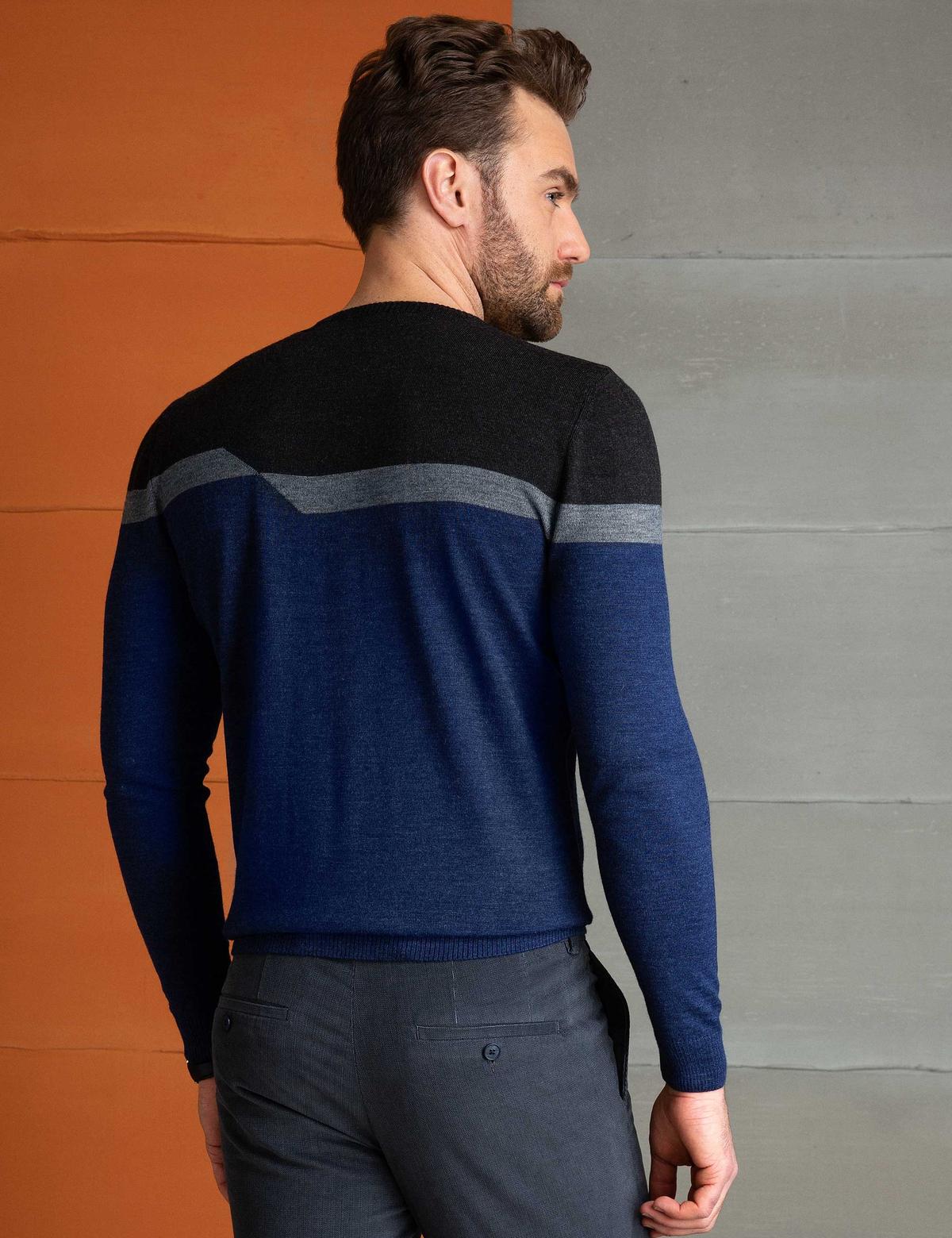 İndigo Slim Fit Bisiklet Yaka Triko Kazak - 50193393043