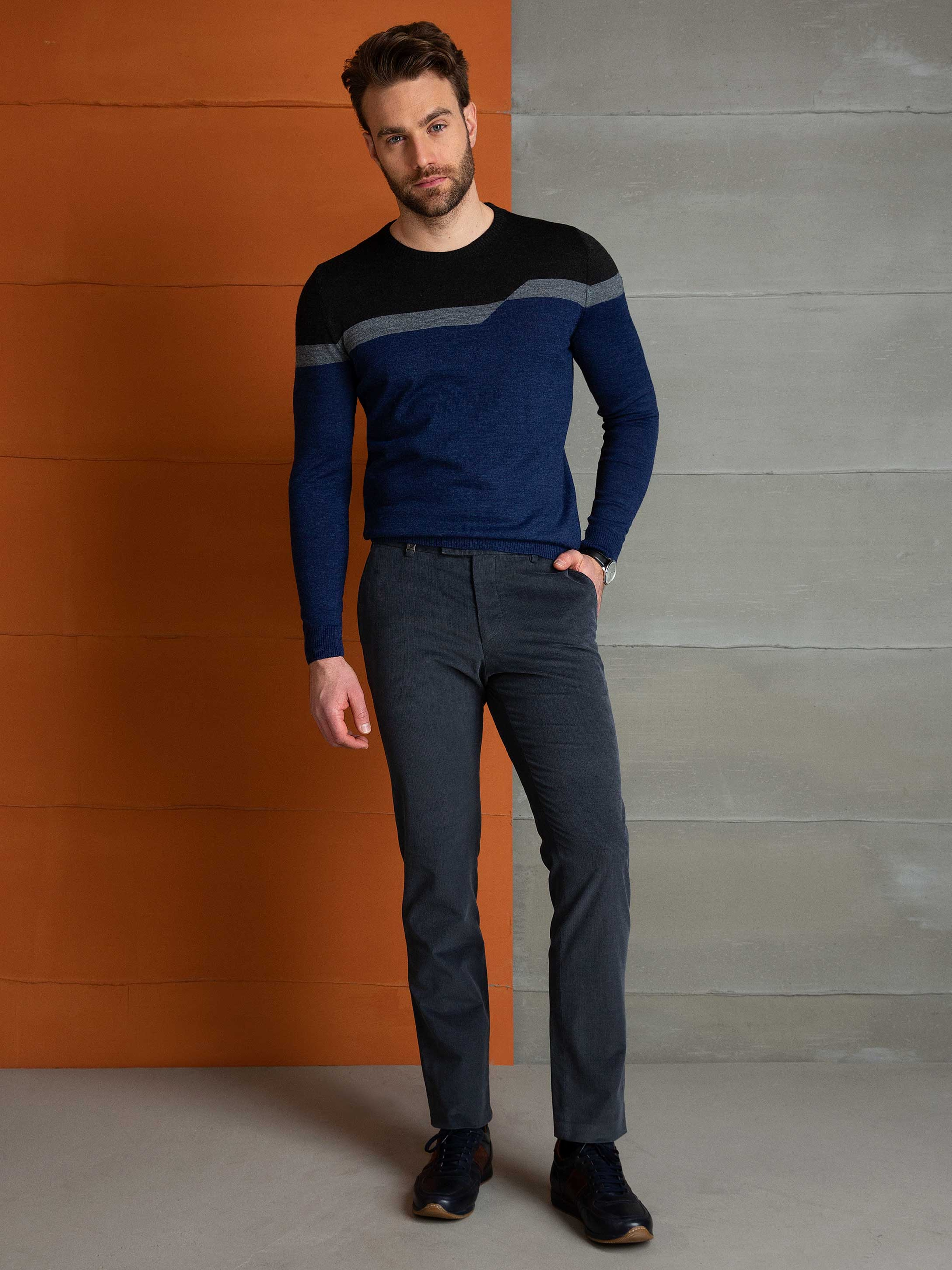 İndigo Slim Fit Bisiklet Yaka Triko Kazak - Image 4