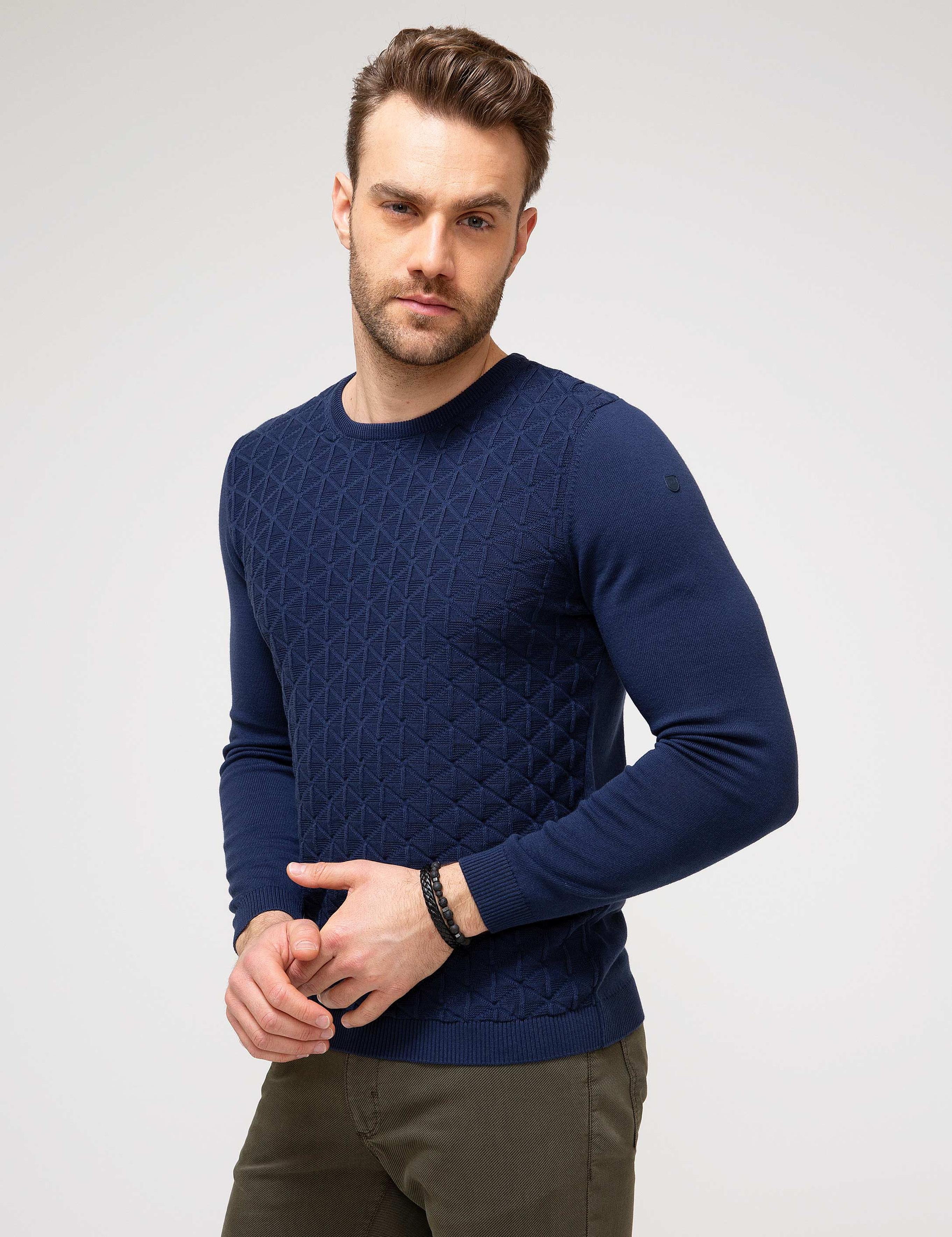 Lacivert Slim Fit Kazak