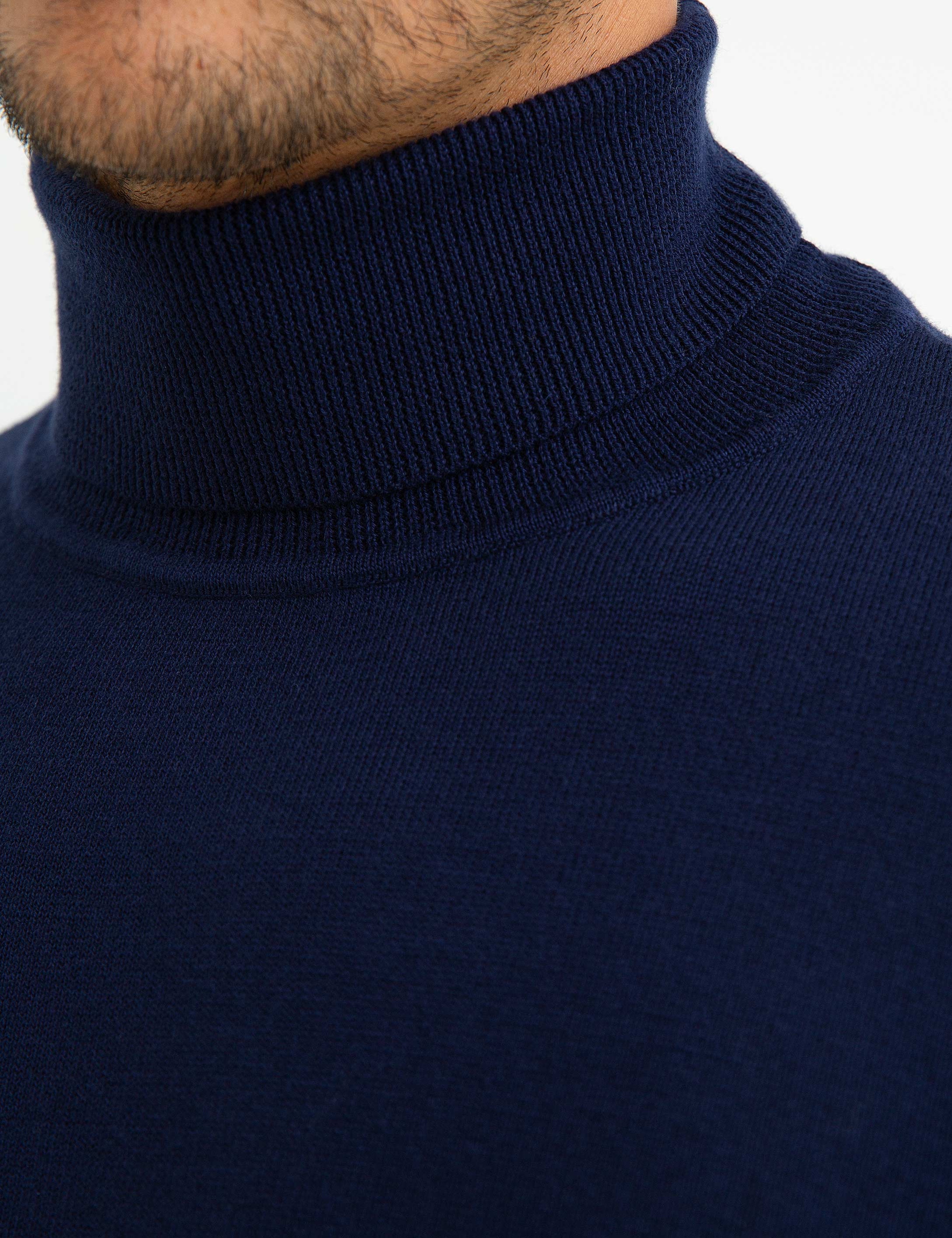 Lacivert Slim Fit Basic Kazak