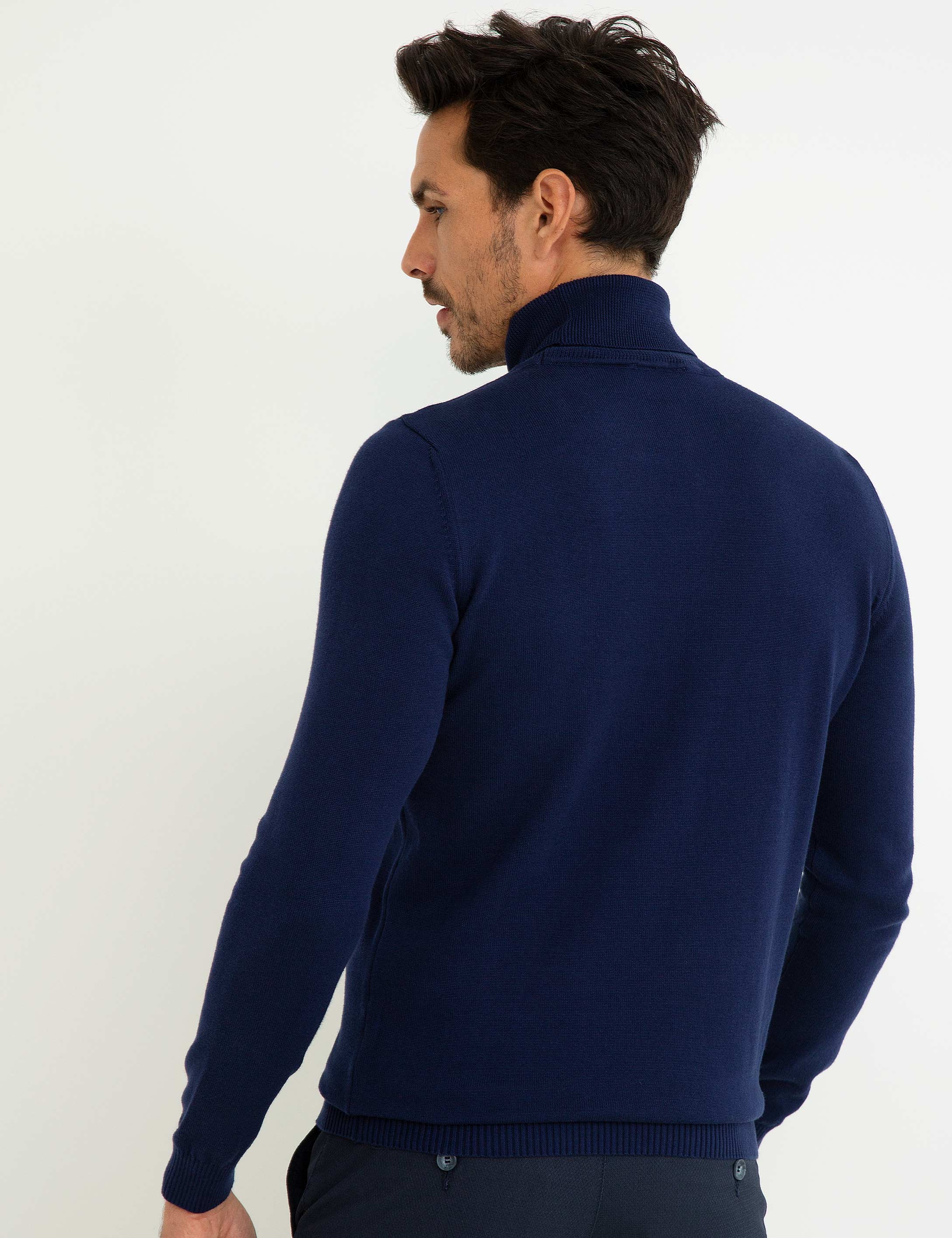 Lacivert Slim Fit Basic Kazak