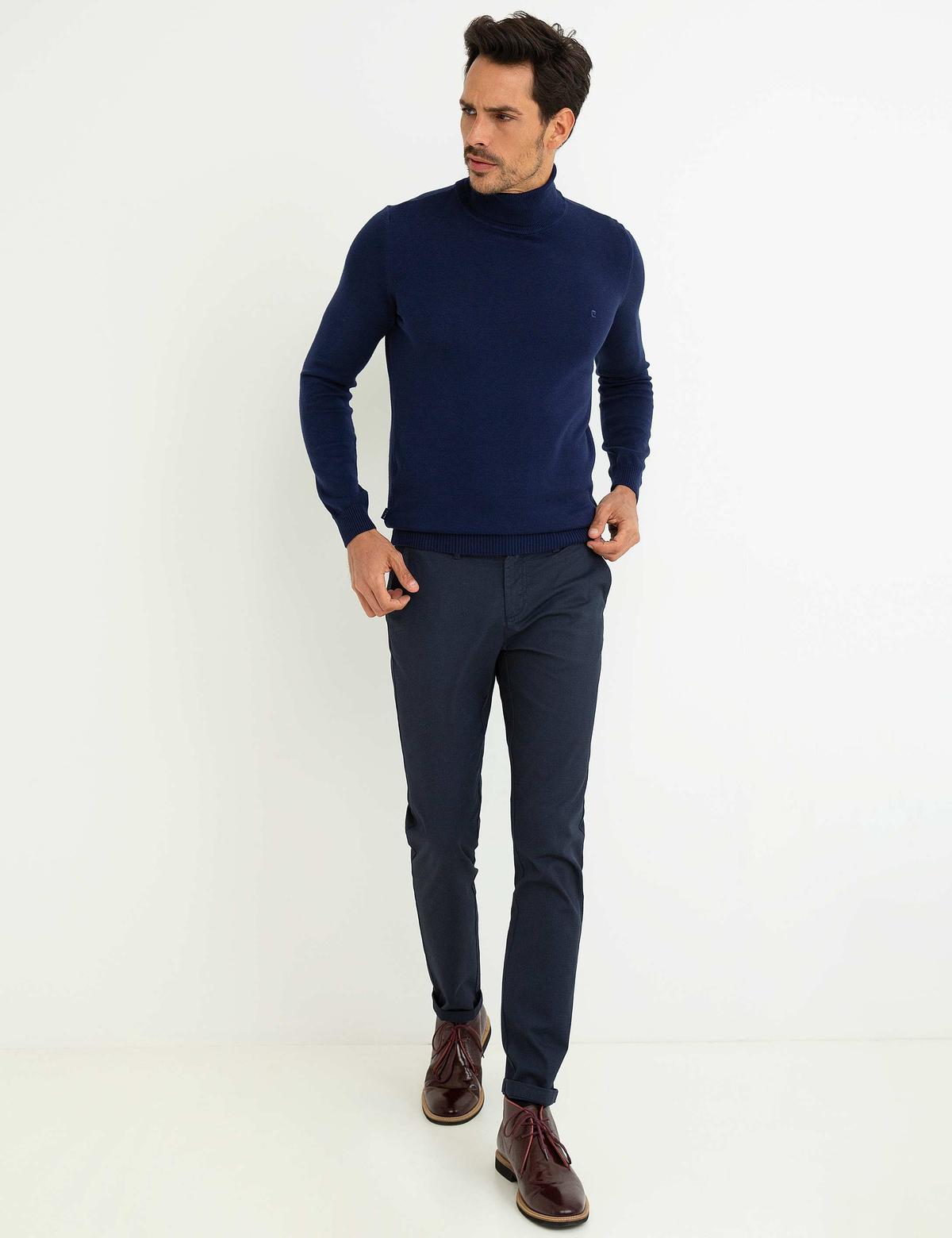 Lacivert Slim Fit Basic Kazak - 50194204043