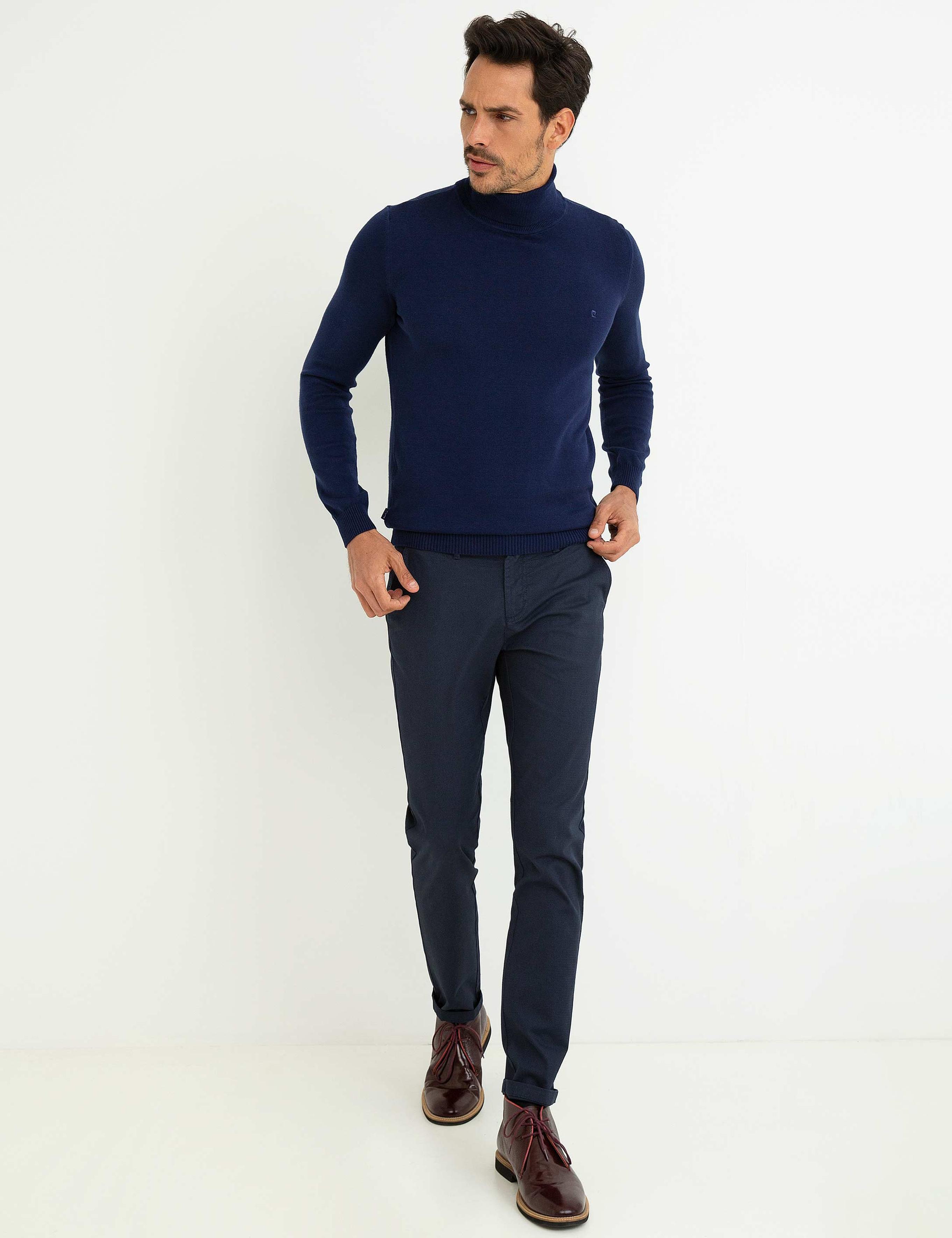 Lacivert Slim Fit Basic Kazak