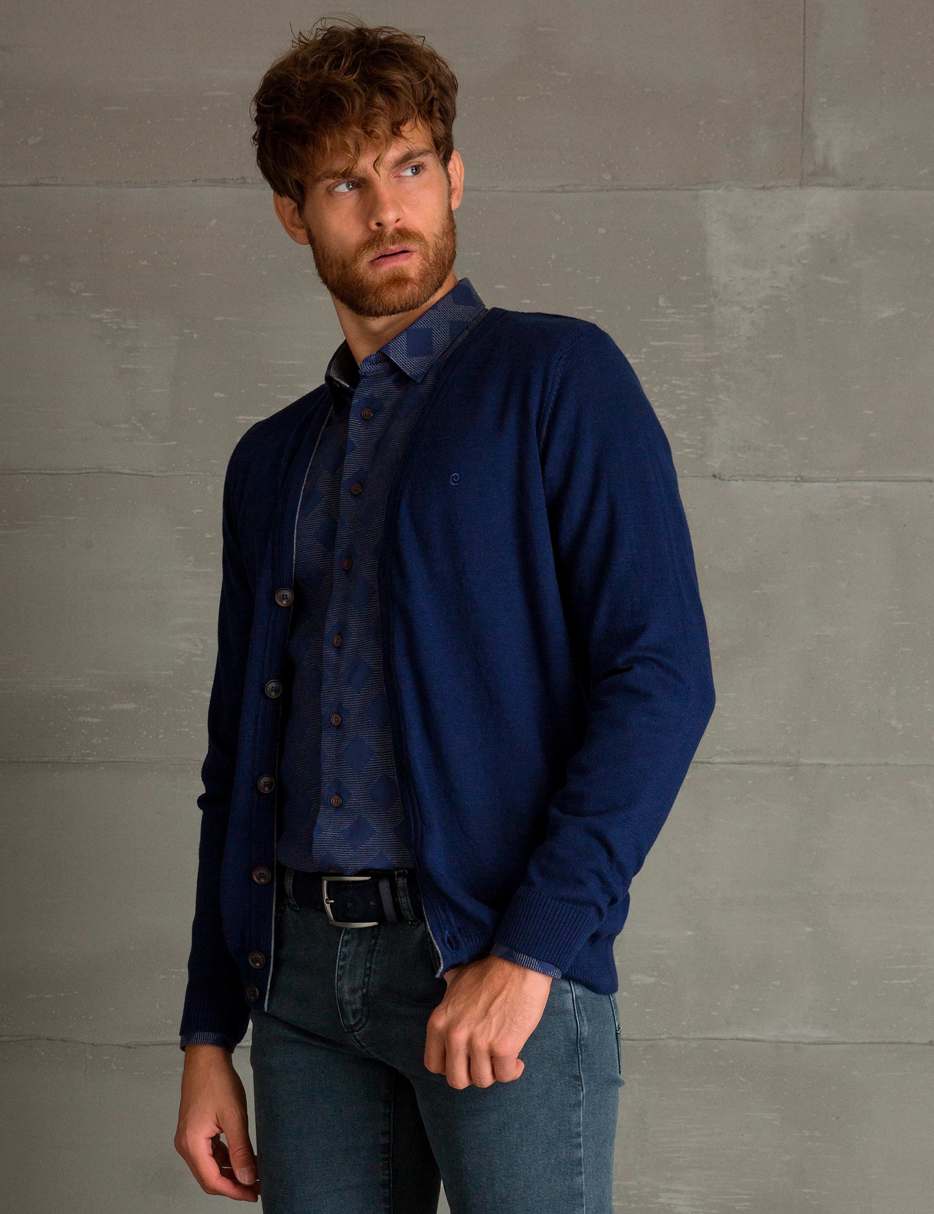 Lacivert Slim Fit Basic Triko Hırka