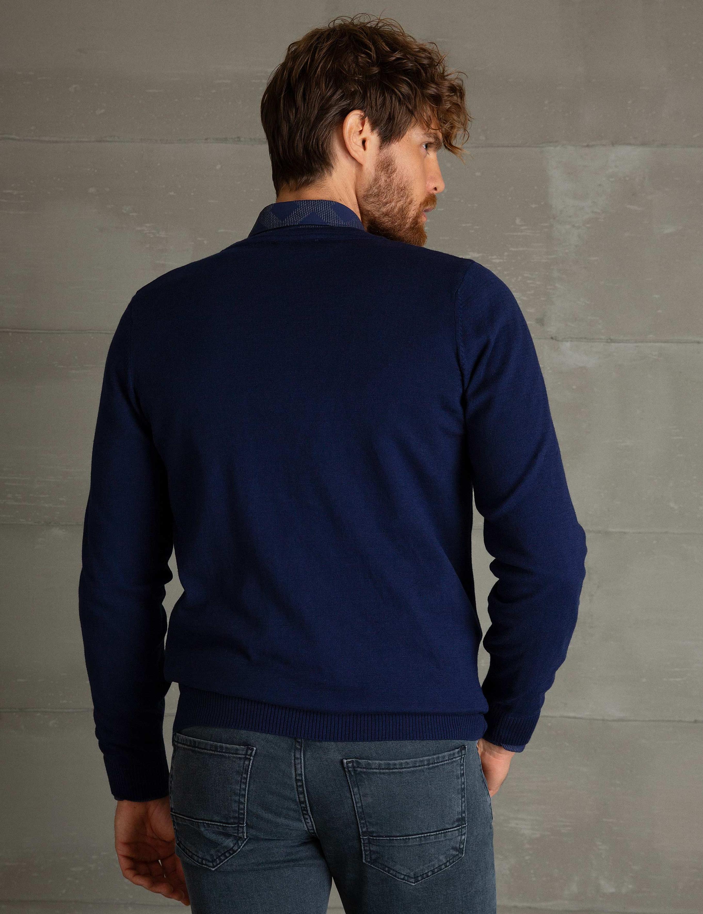 Lacivert Slim Fit Basic Triko Hırka