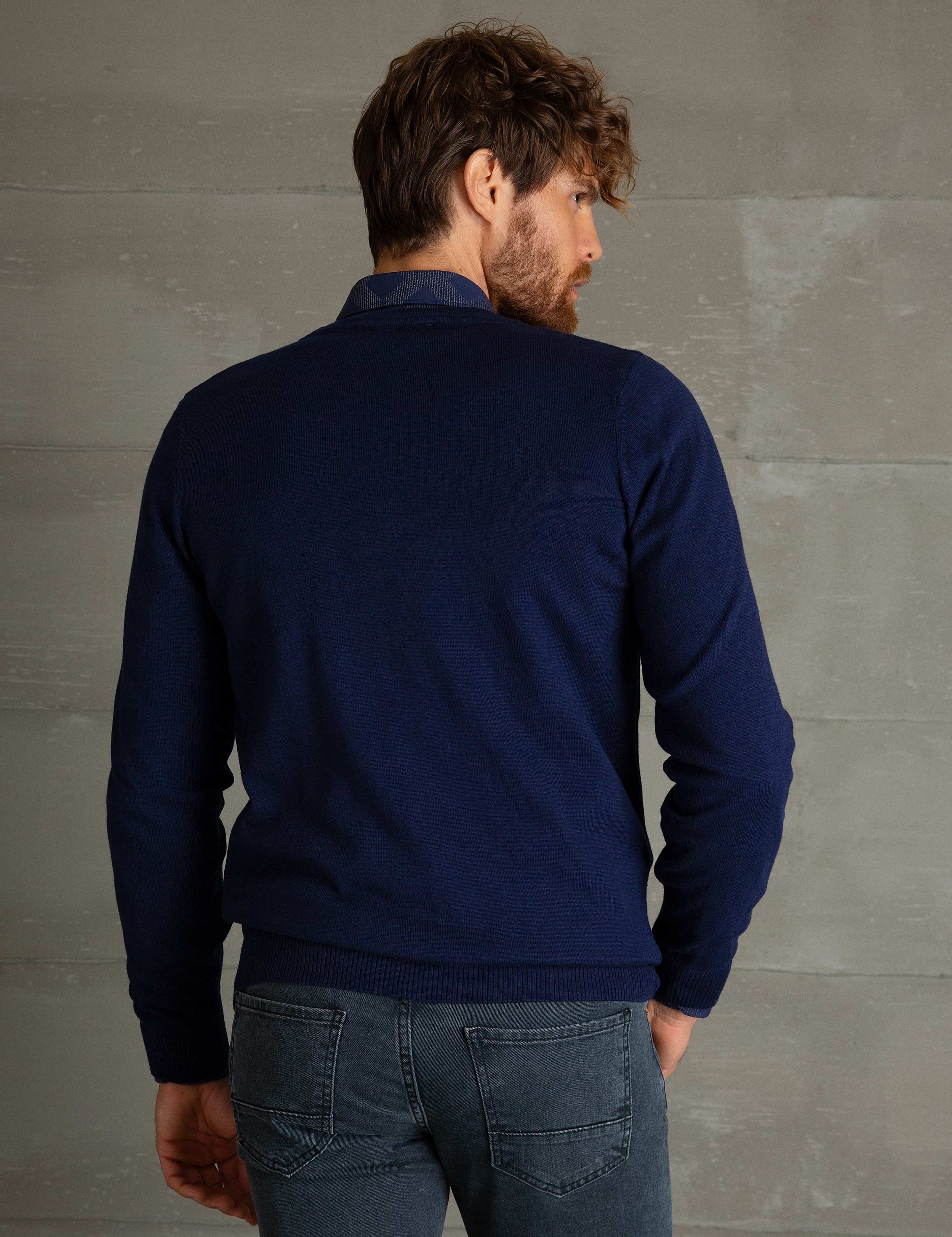 Lacivert Slim Fit Basic Triko Hırka - Image 4