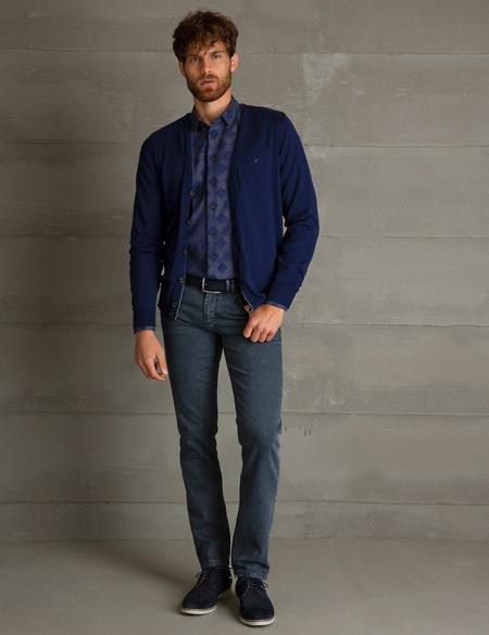 Lacivert Slim Fit Basic Triko Hırka - 50194206033