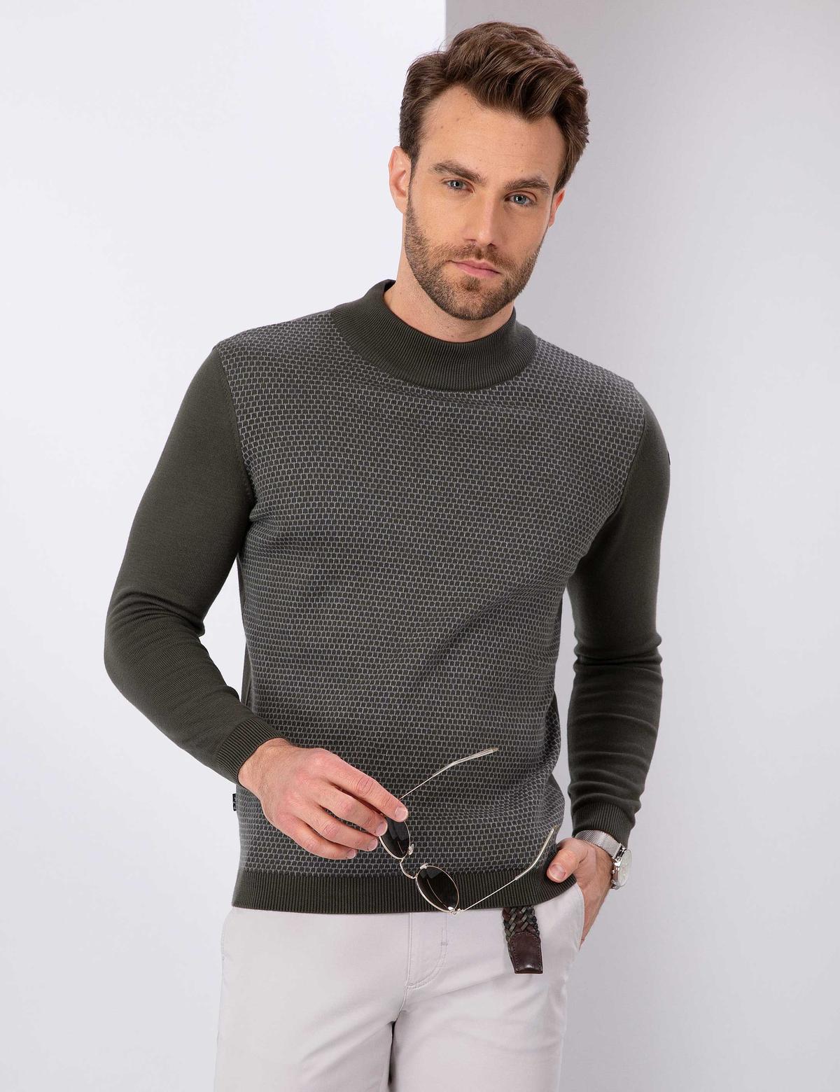 Haki Slim Fit Triko Kazak