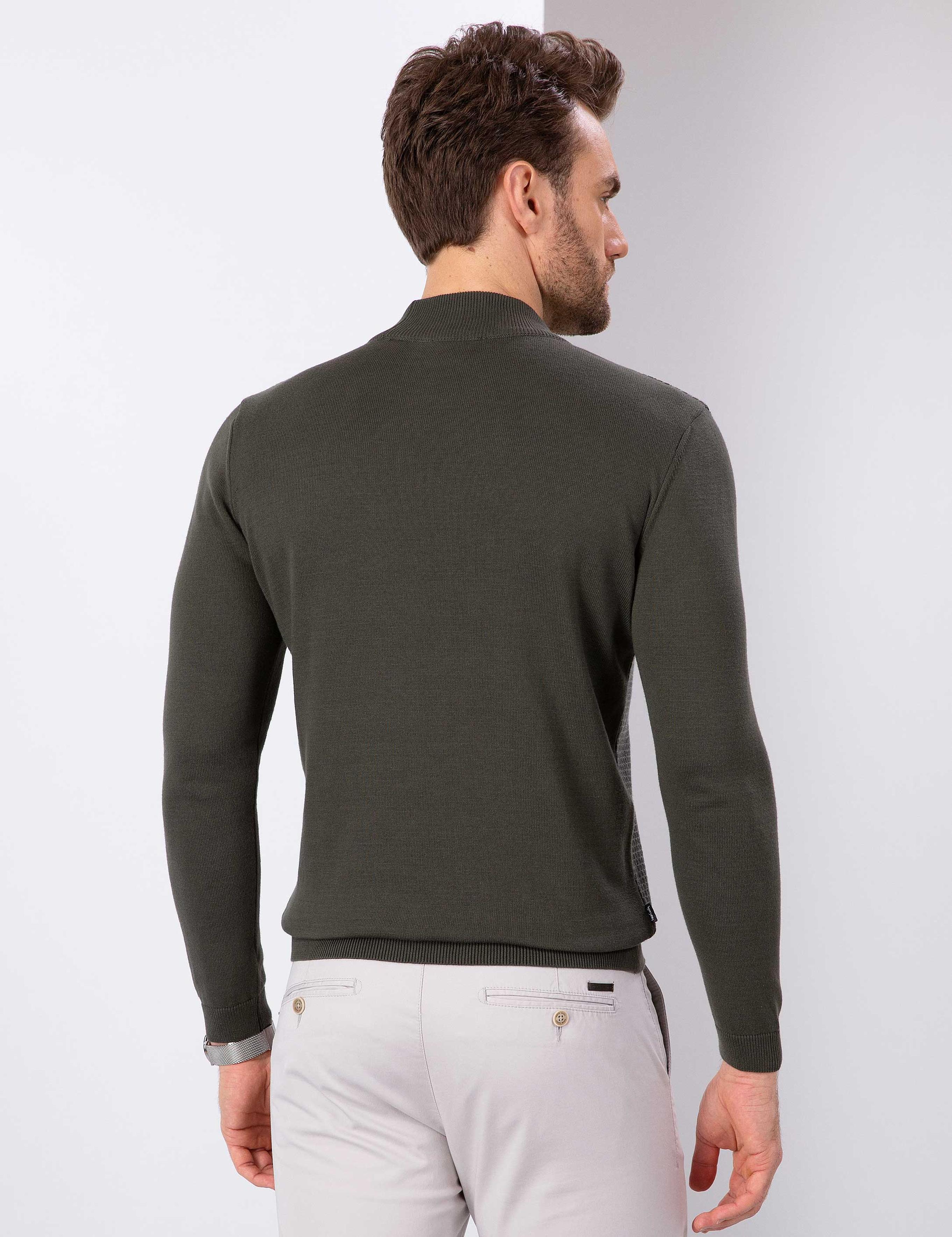 Haki Slim Fit Triko Kazak