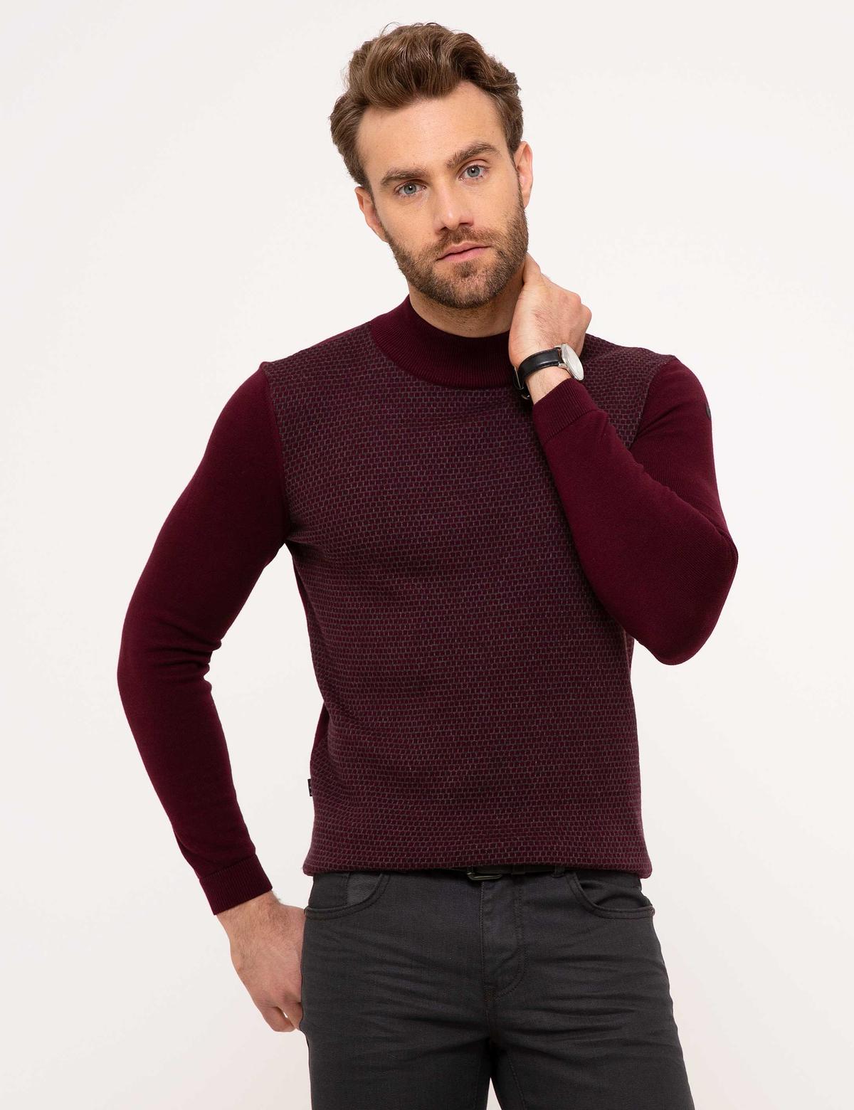 Bordo Slim Fit Triko Kazak