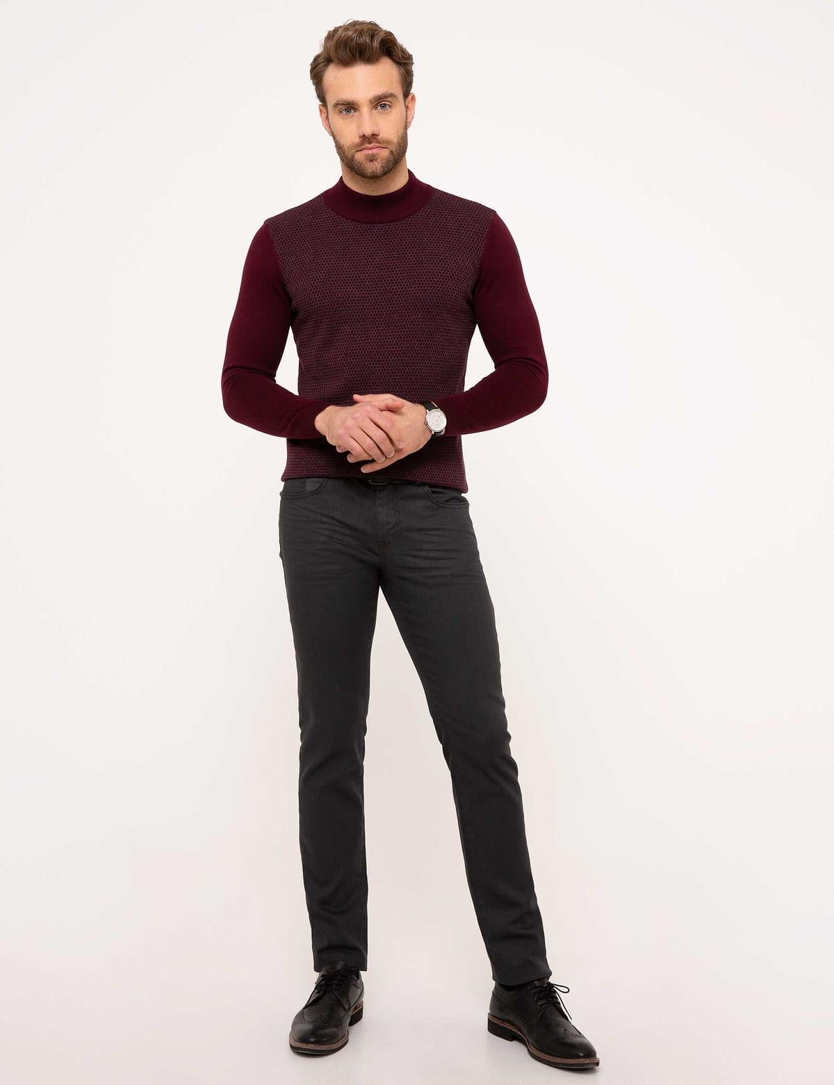 Bordo Slim Fit Triko Kazak - 50208710016