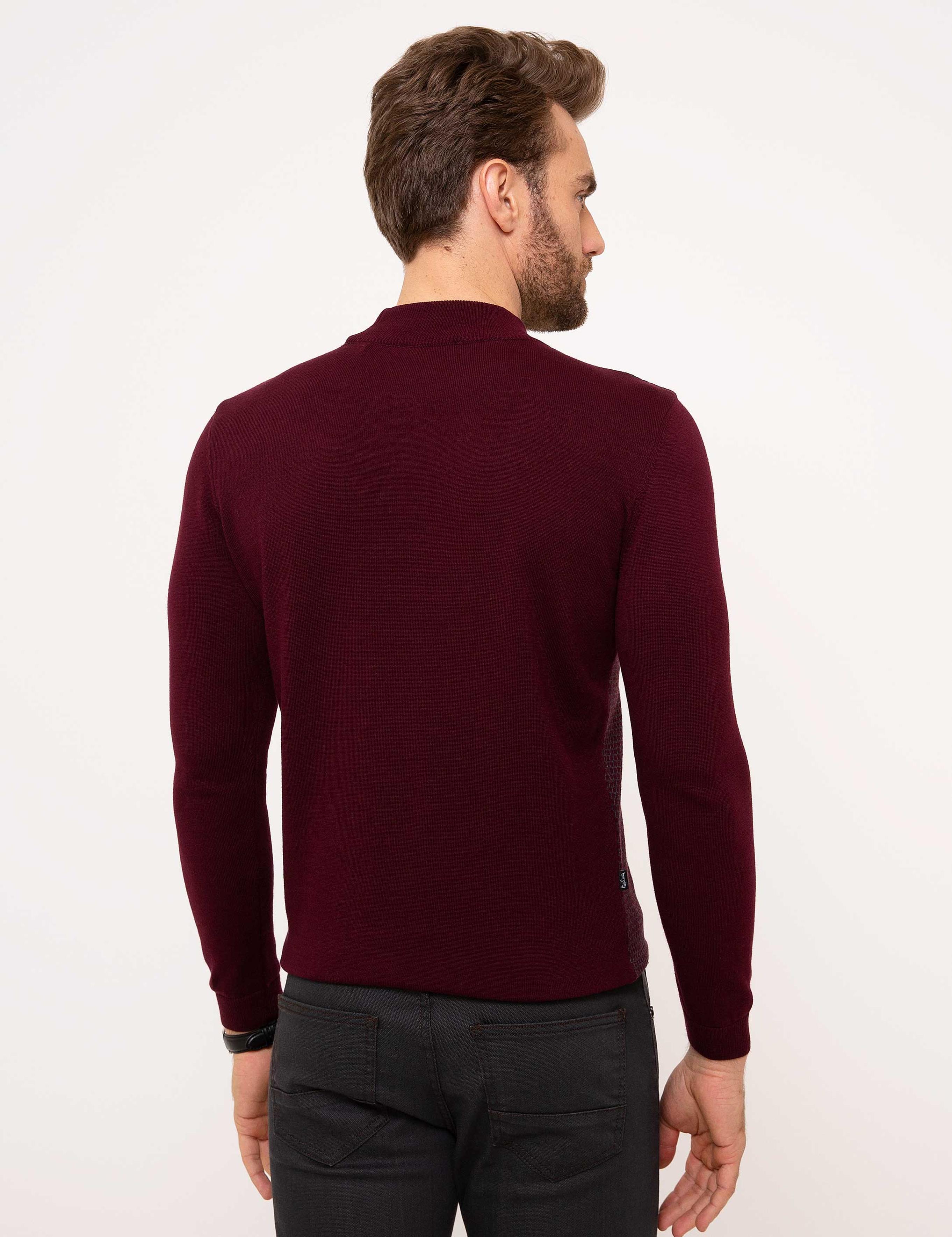 Bordo Slim Fit Triko Kazak