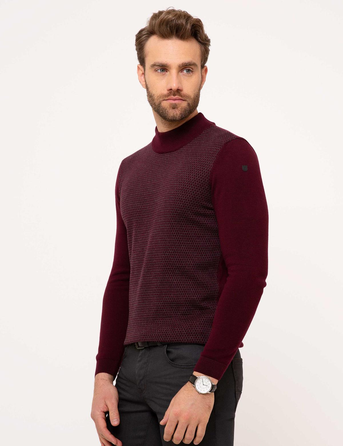 Bordo Slim Fit Triko Kazak - 50208710016